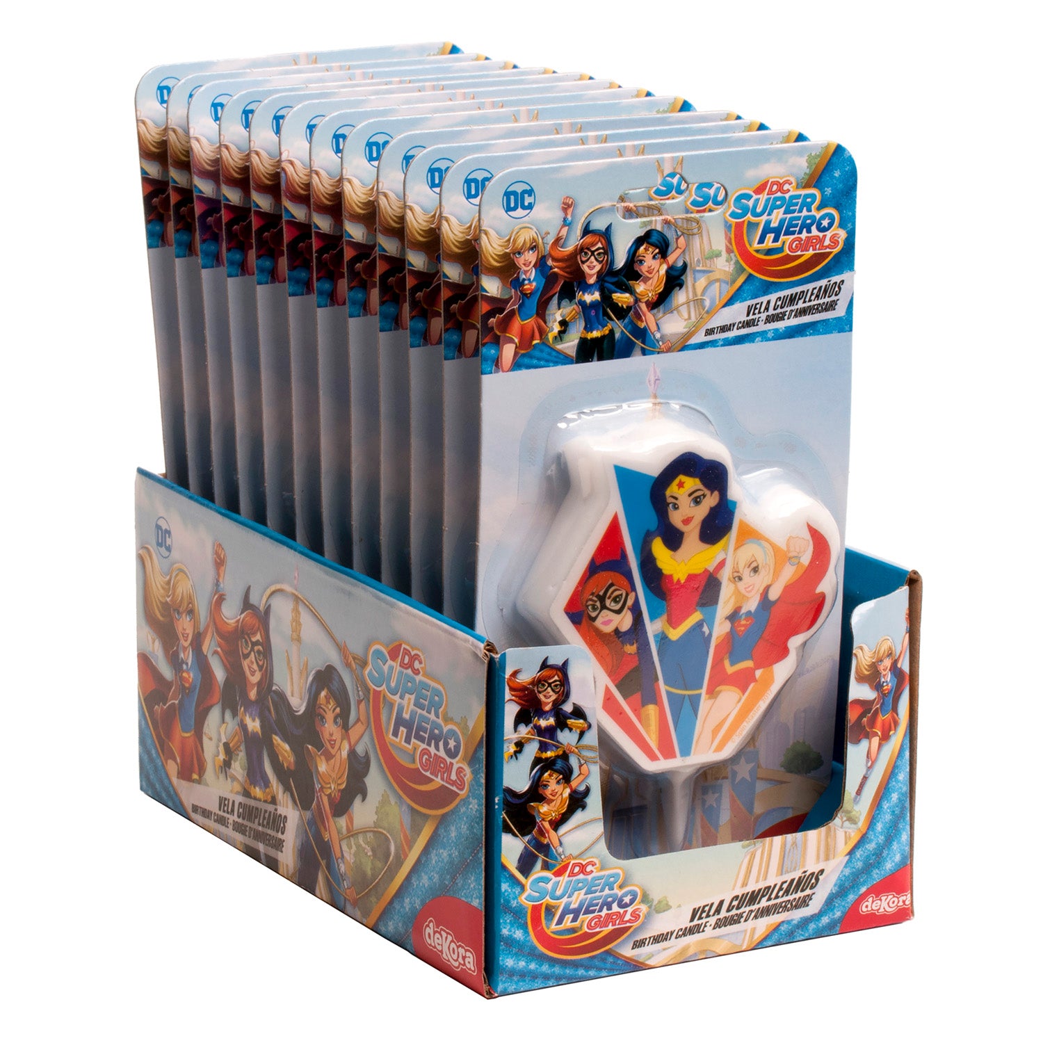 DISPLAY 12 CANDLES 2D SUPER HERO GIRLS 7,5CM