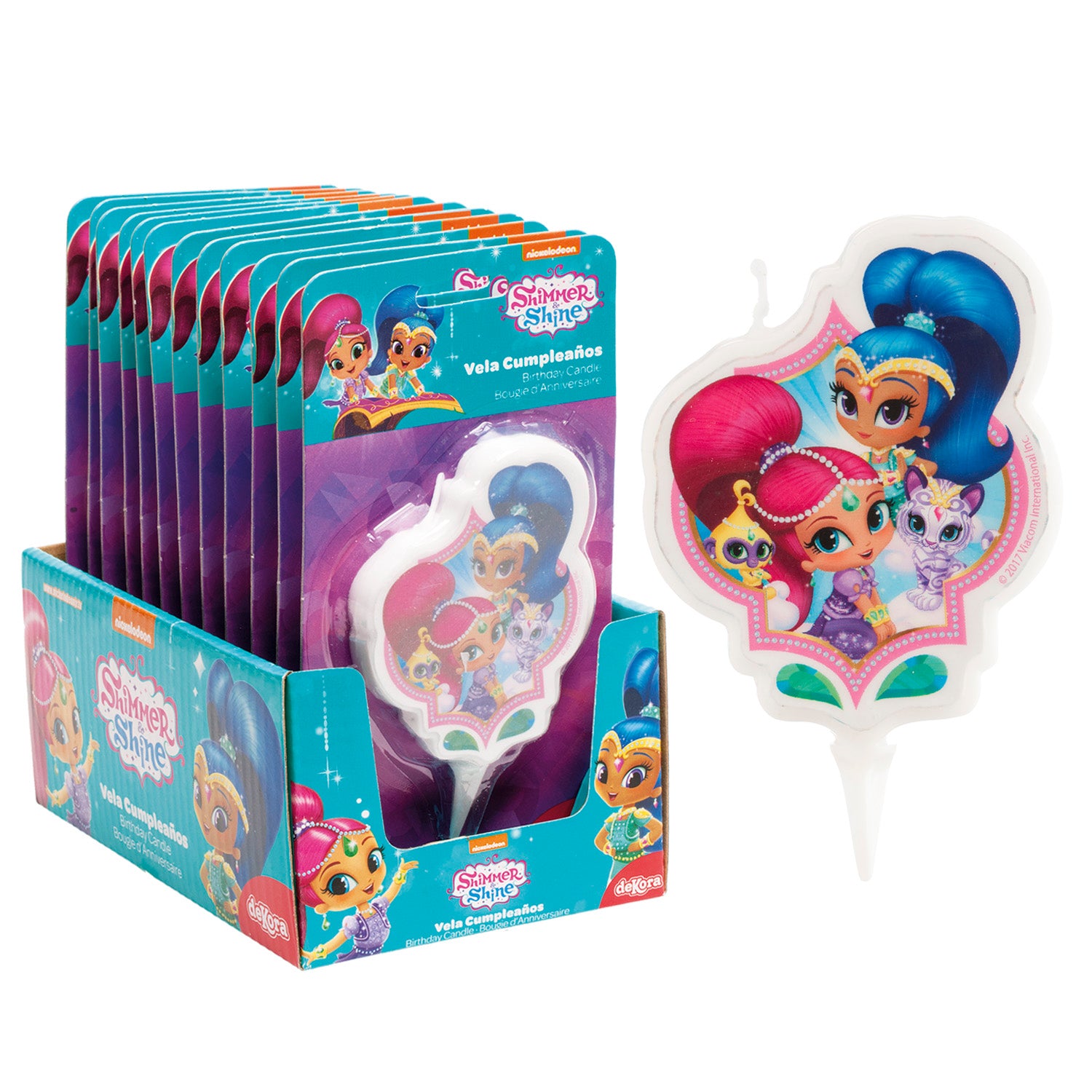 DISPLAY 12 VELAS CUMPLEAÑOS 2D "SHIMMER AND SHINE"  7 CM