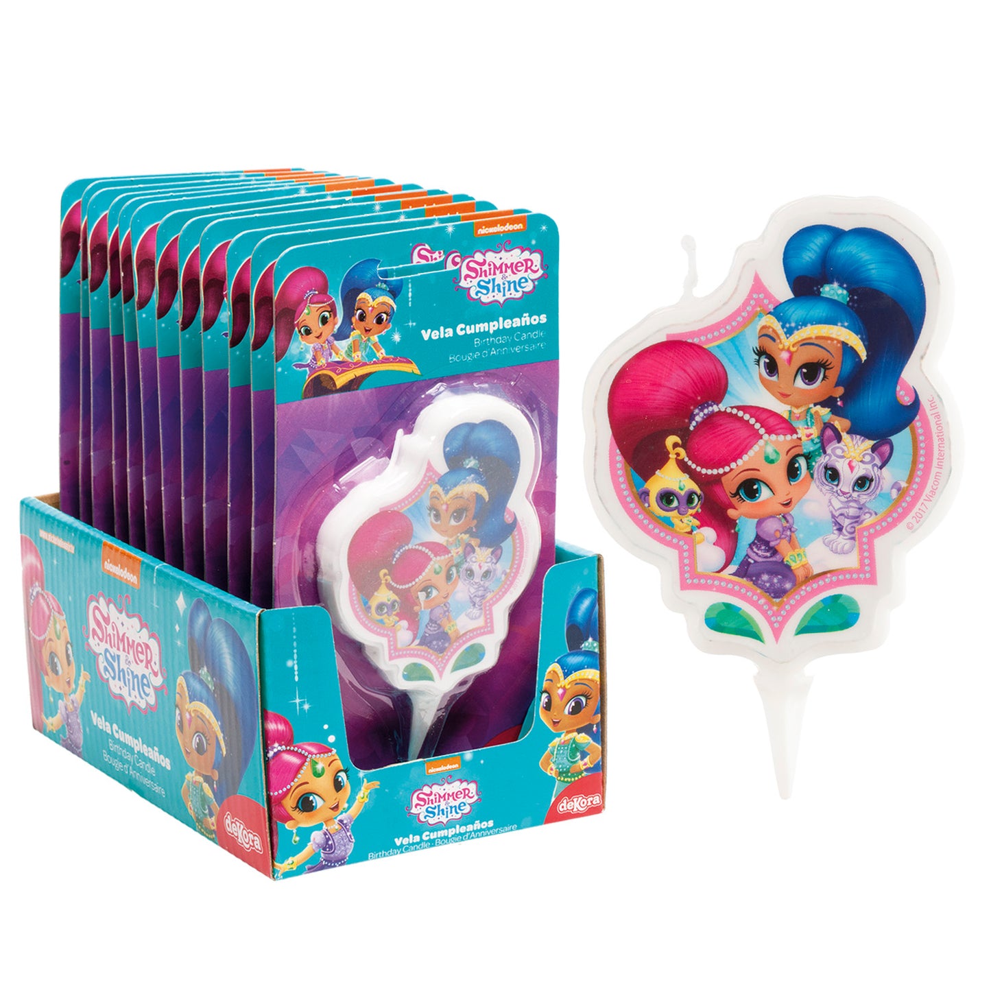 DISPLAY 12 VELAS CUMPLEAÑOS 2D "SHIMMER AND SHINE"  7 CM
