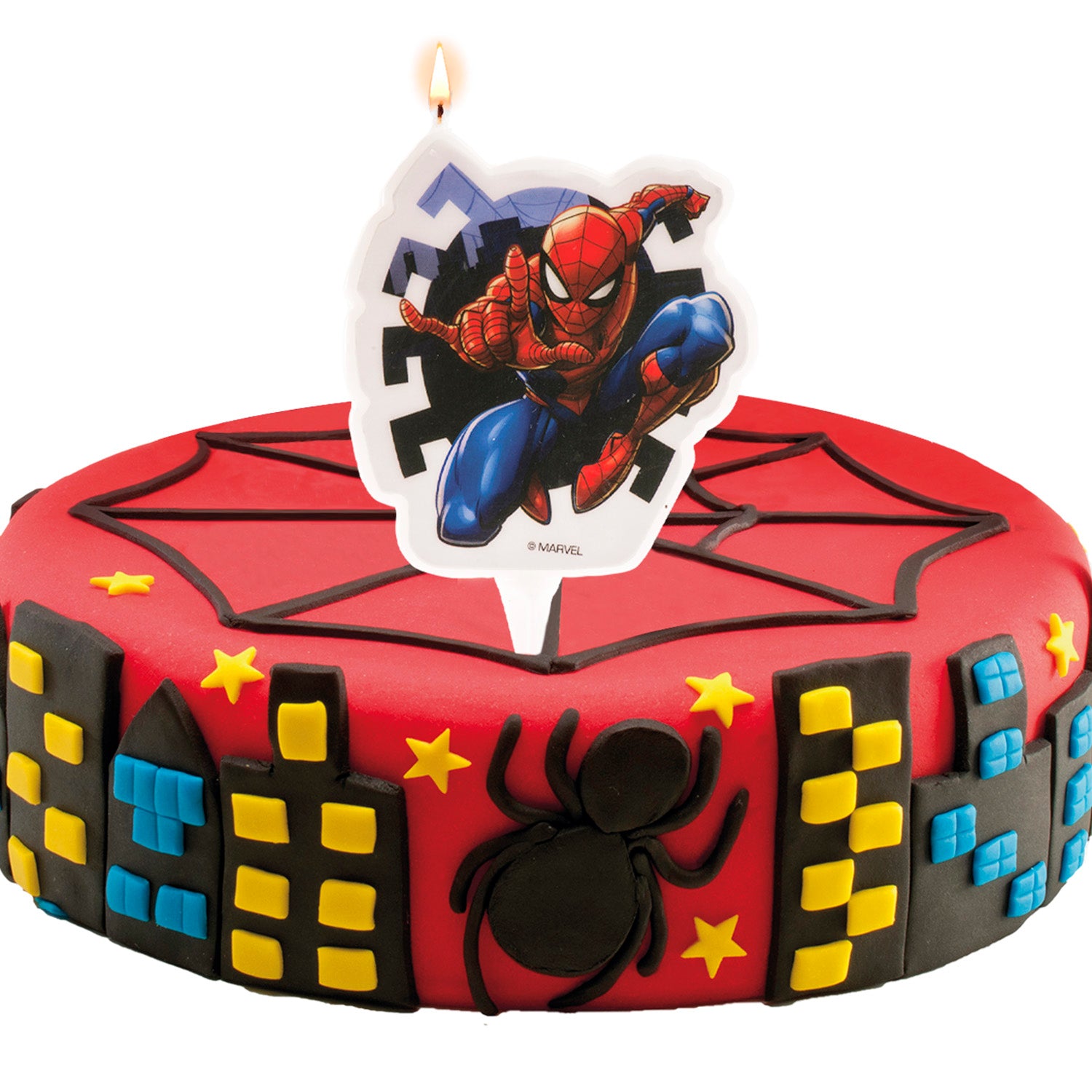 DISPLAY 12 SPIDERMAN 2D BIRTHDAY CANDLES 7 CM