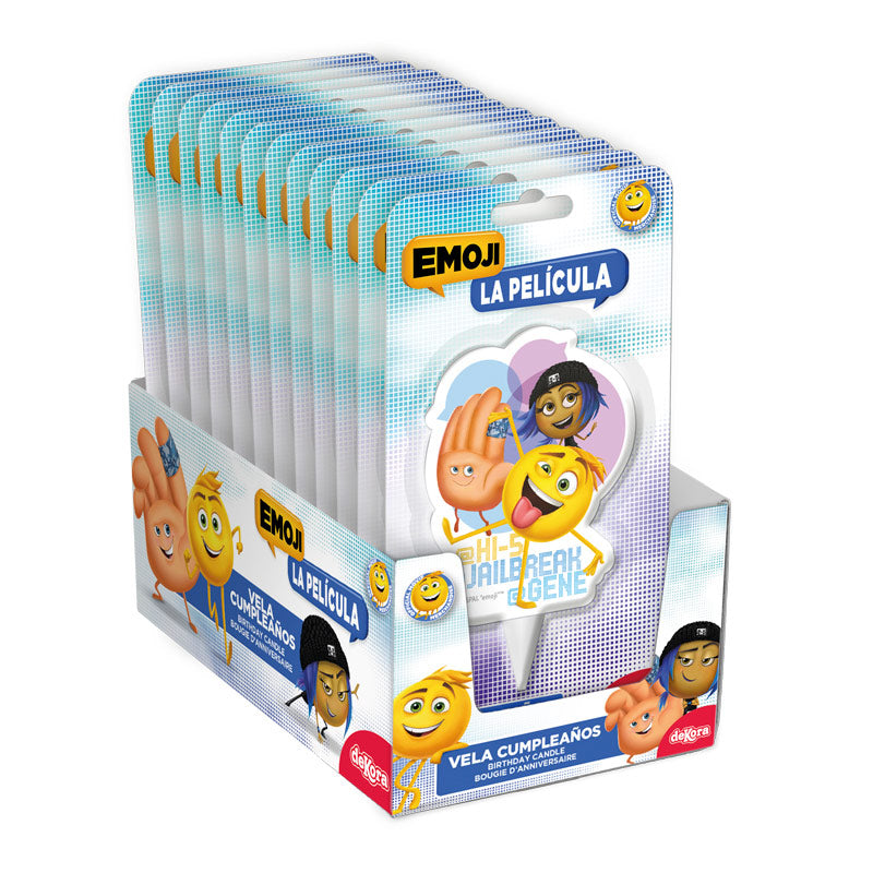 DISPLAY 12 VELAS ANIVERSÁRIO 2D EMOJI 7,5 CM