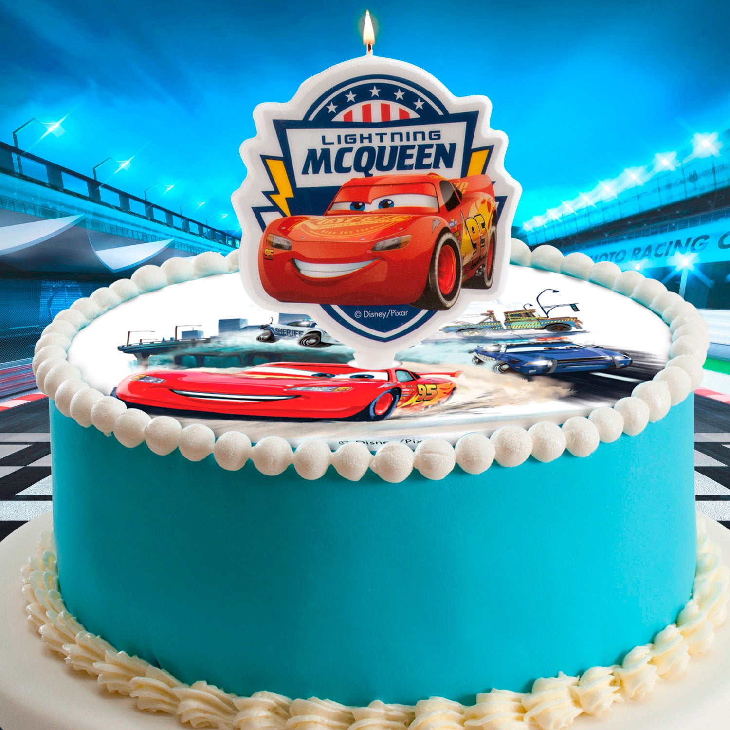 DISPLAY 12 BOUGIES ANNIVERSAIRE 2D CARS 7,5 CM