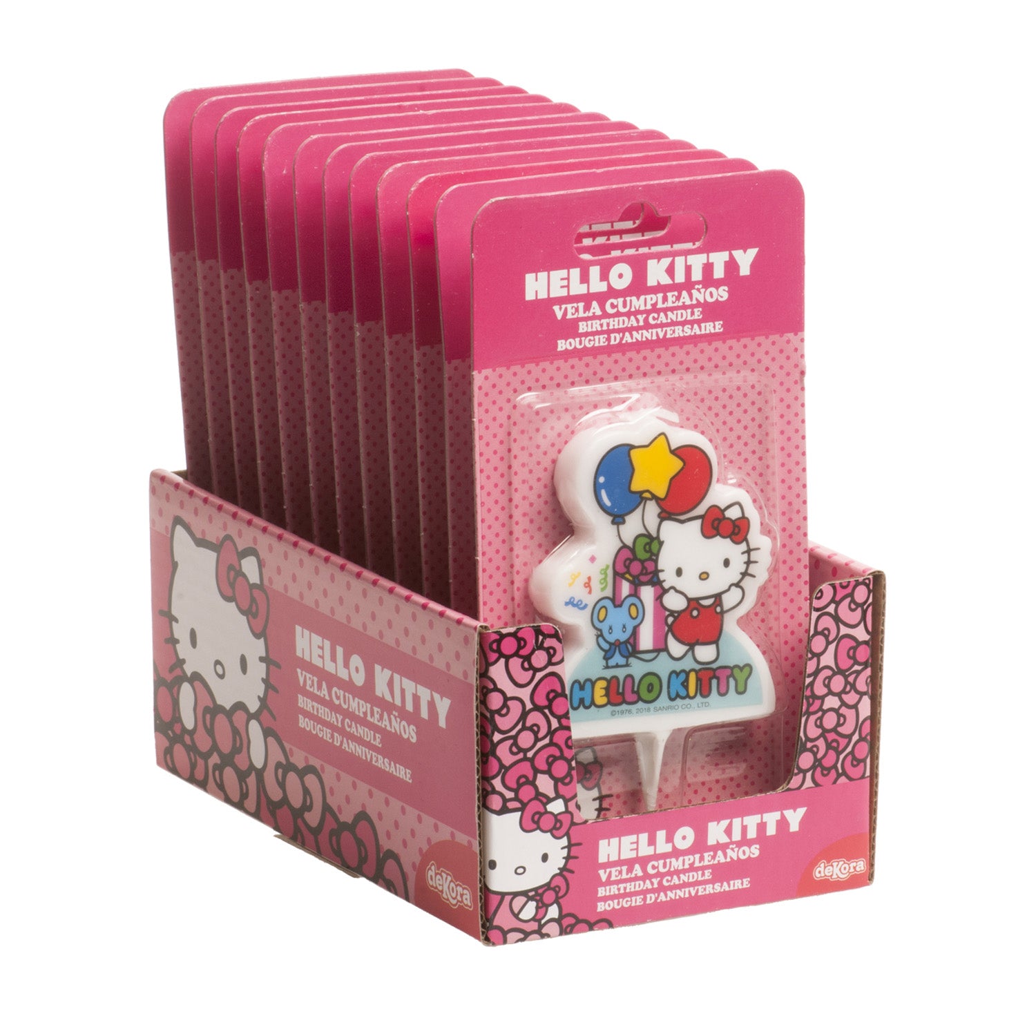 DISPLAY 12 HELLO KITTY 2D BIRTHDAY CANDLES 7 CM