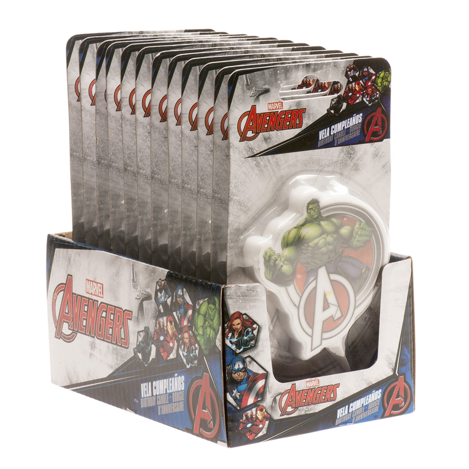 DISPLAY 12 HULK BIRTHDAY 2D CANDLES 9 CM