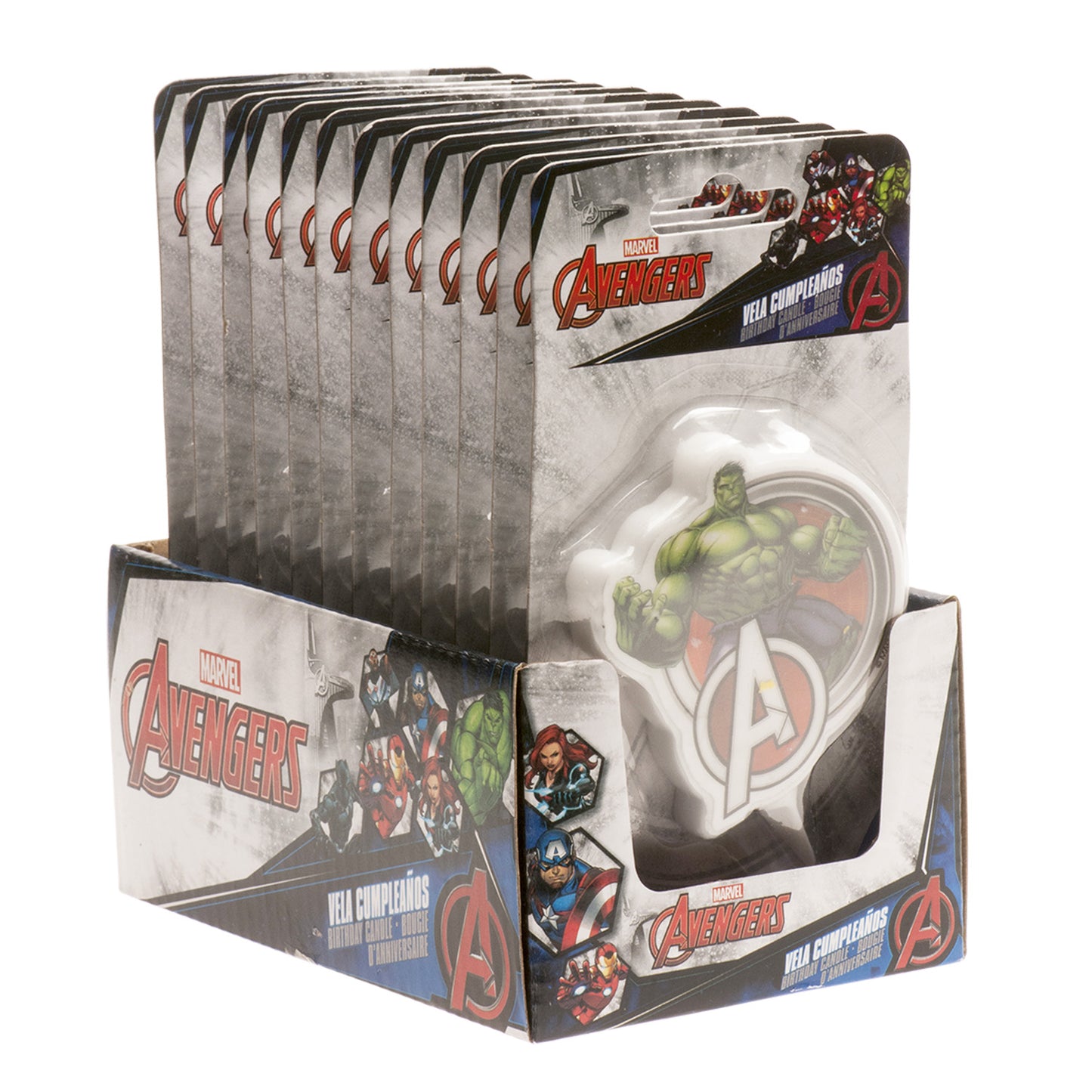 DISPLAY 12 HULK BIRTHDAY 2D CANDLES 9 CM