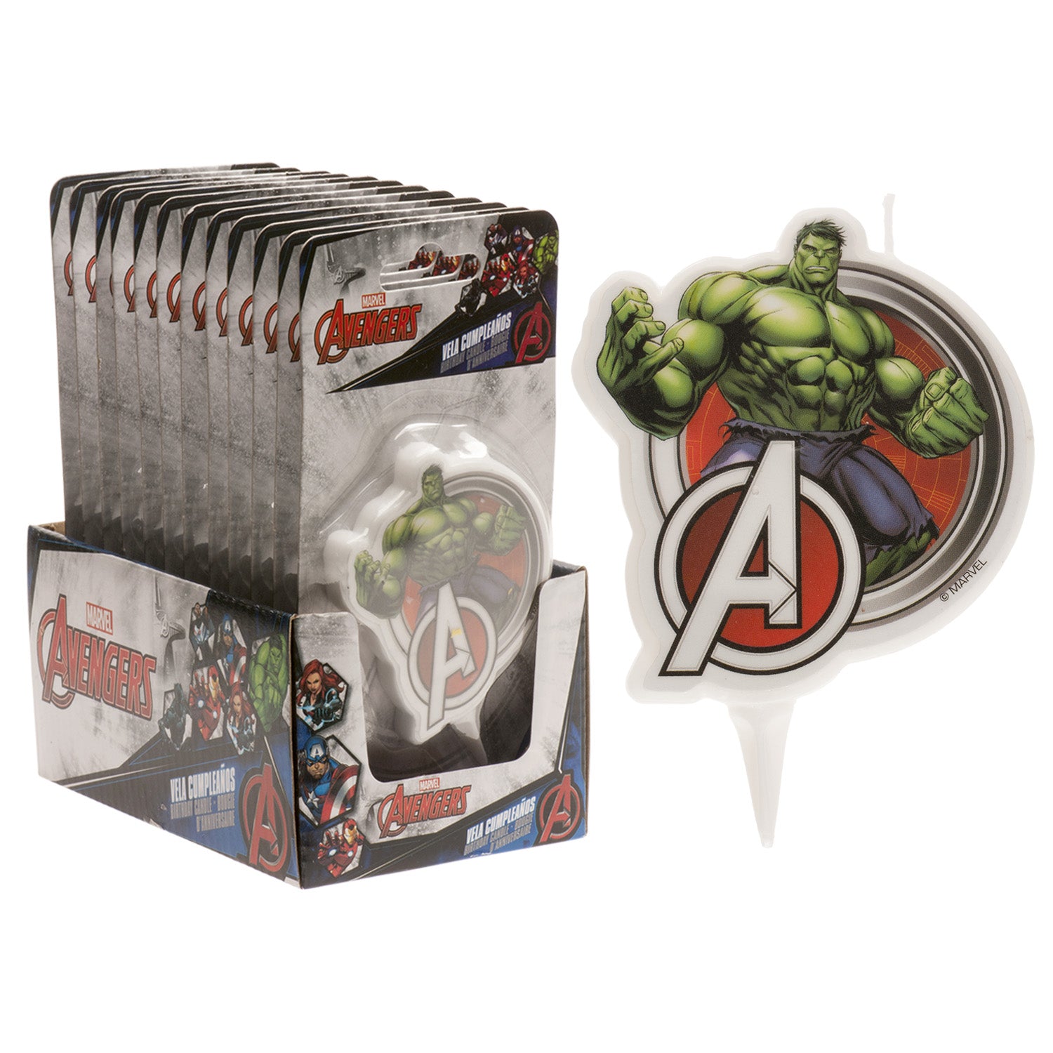 DISPLAY 12 VELAS ANIVERSÁRIO 2D HULK 9 CM