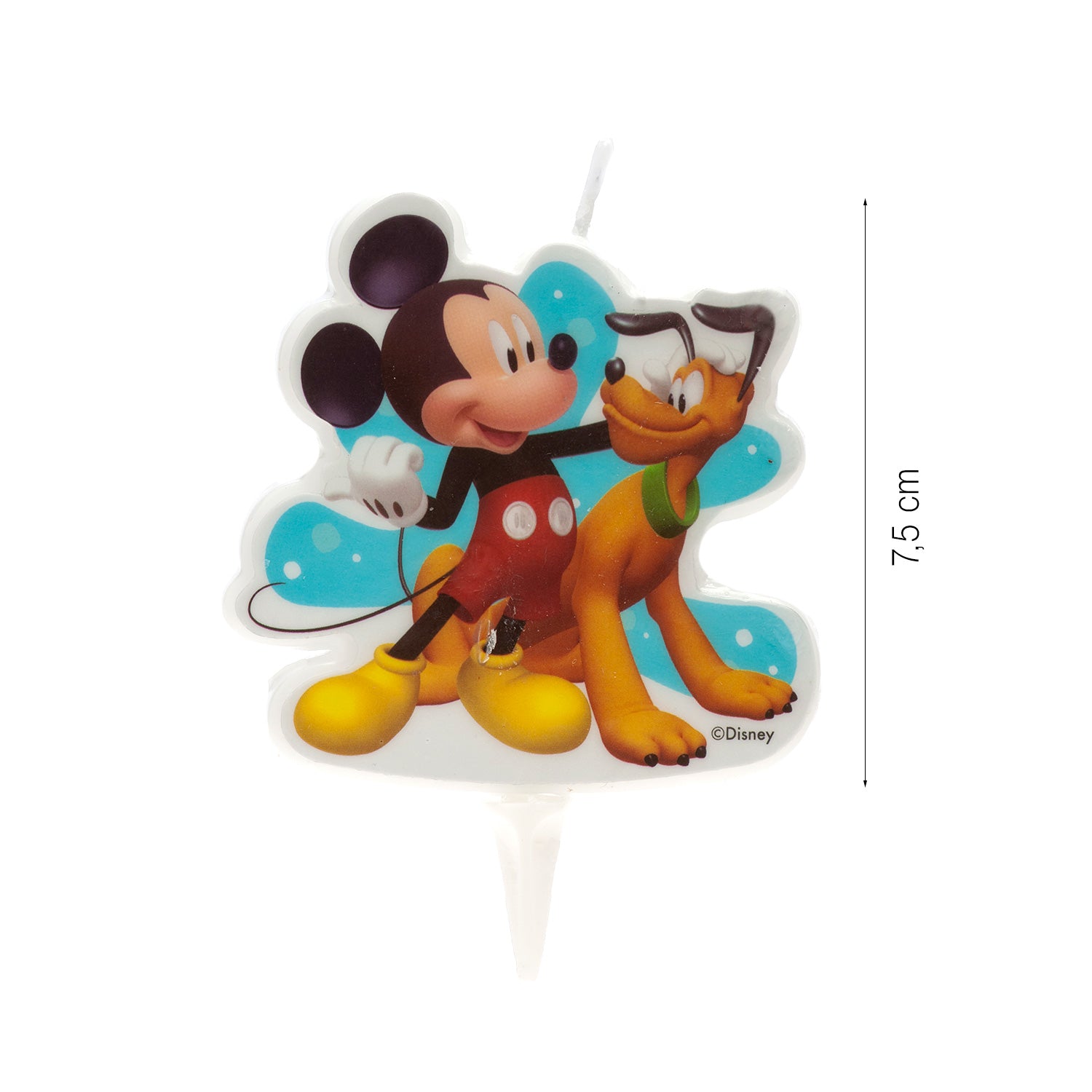 VELA CUMPLEAÑOS 2D MICKEY MOUSE Y PLUTO 7,5CM