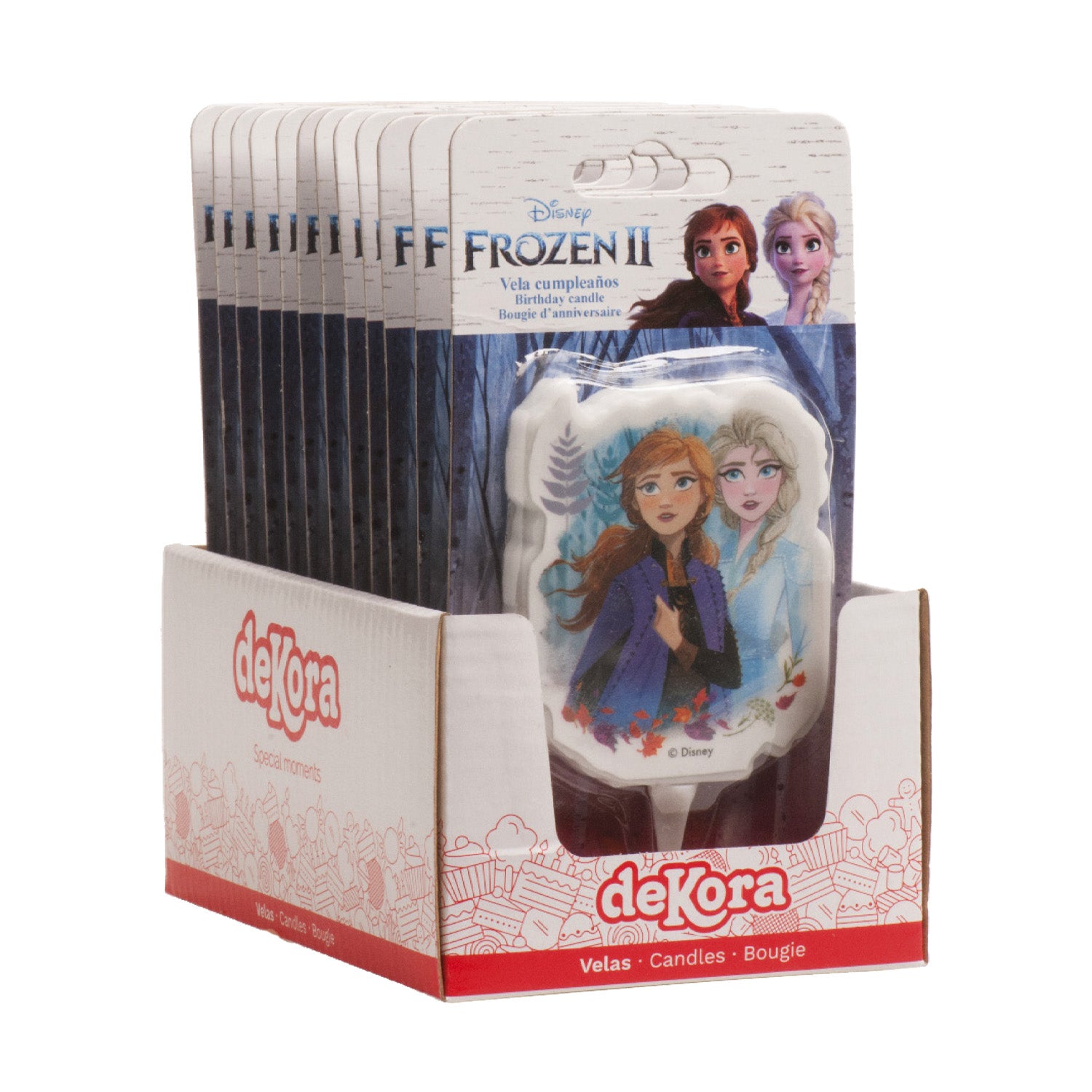 DISPLAY 12 FROZEN II 2D BIRTHDAY CANDLES 7,5 CM