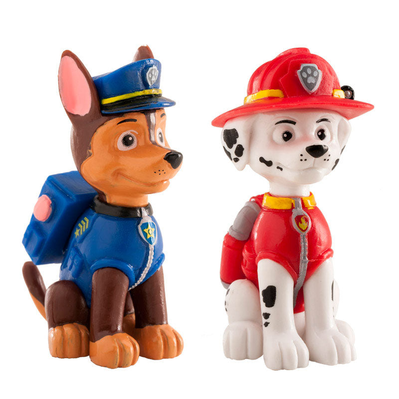 SET PVC  DÉCOR GÂTEAU PAT'PATROUILLE 6 FIGURINES CHASE ET 6 FIGURINES MARSHALL 6 CM