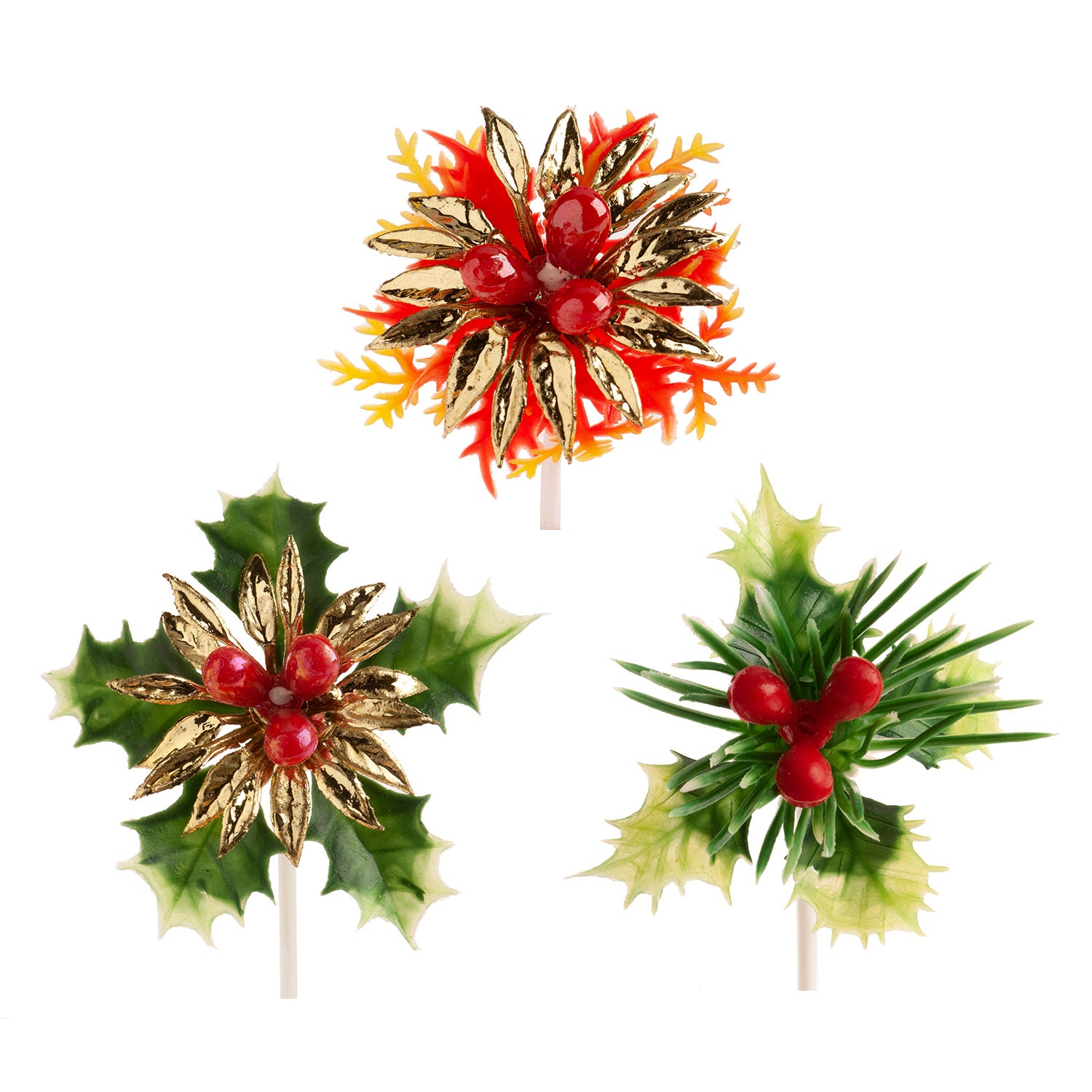 FIORE DI NATALE CON RAGGI IN PLASTICA 3 MOD. 4,7CM
