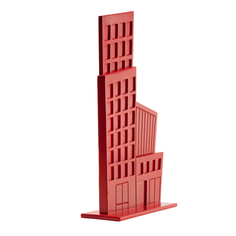 CAKE DECORATION PVC BUILDINGS RED AND GREY 12CM