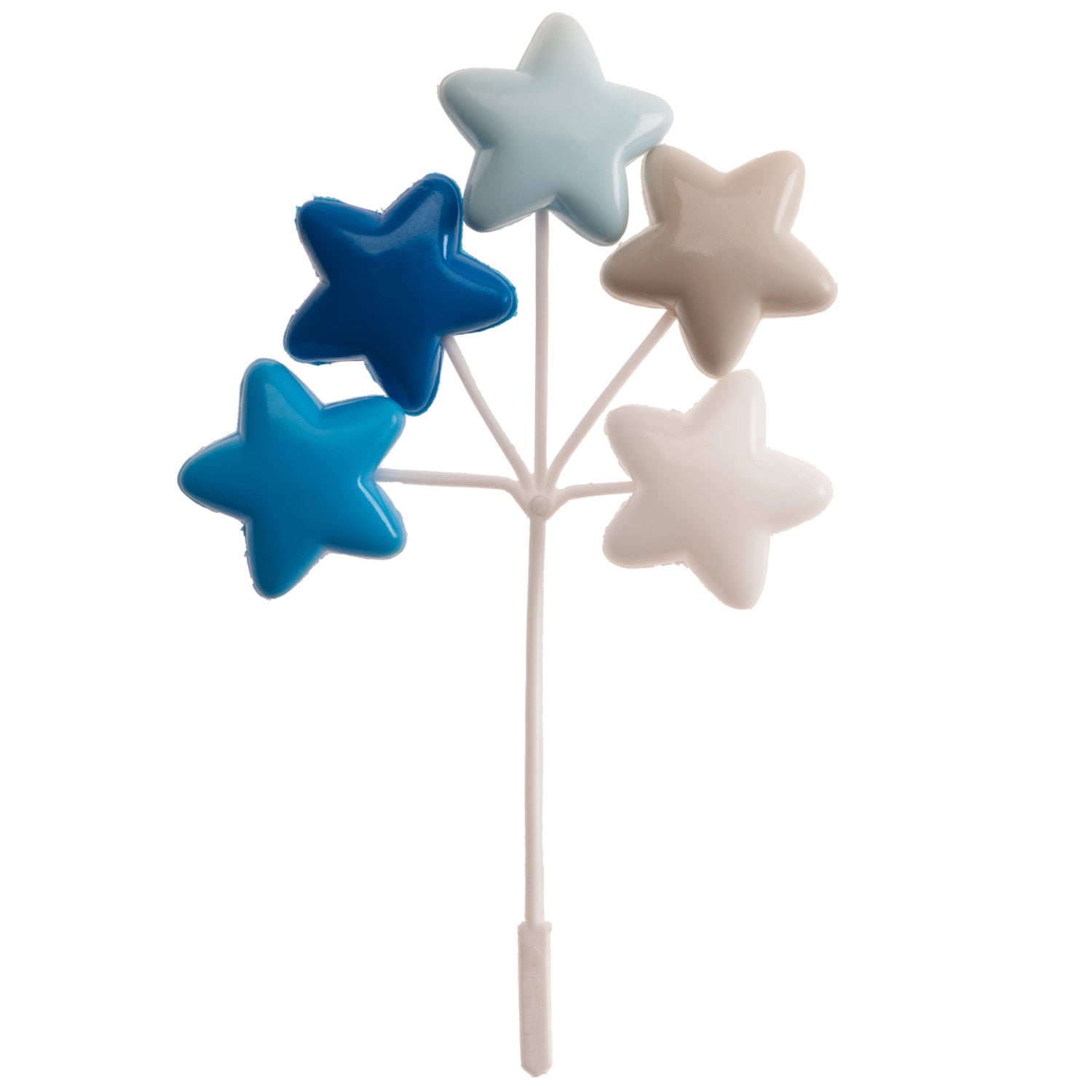 SET BLUE PLASTIC STARS AND GLOBES 17CM
