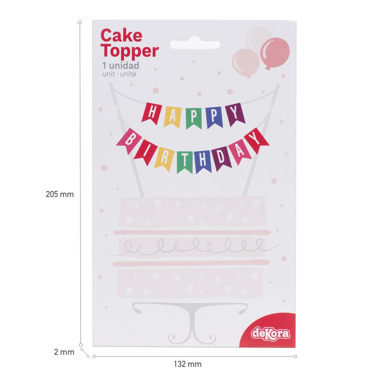 CAKE TOPPER BANDEIRA HAPPY BIRTHDAY