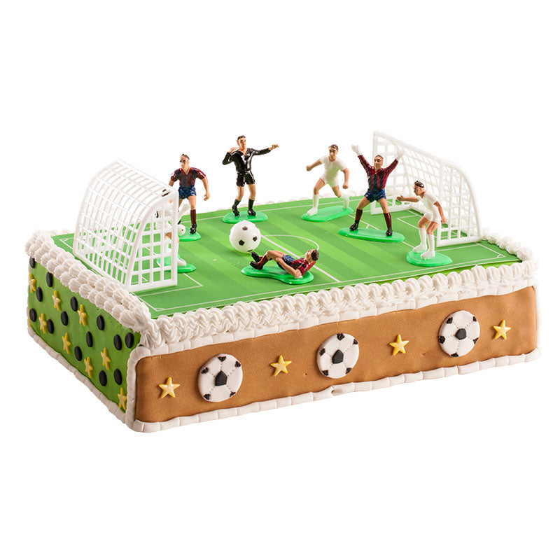 BOX 12 FOOTBALL PLASTIC CAKE DECORATING KITS 5-6,5 CM