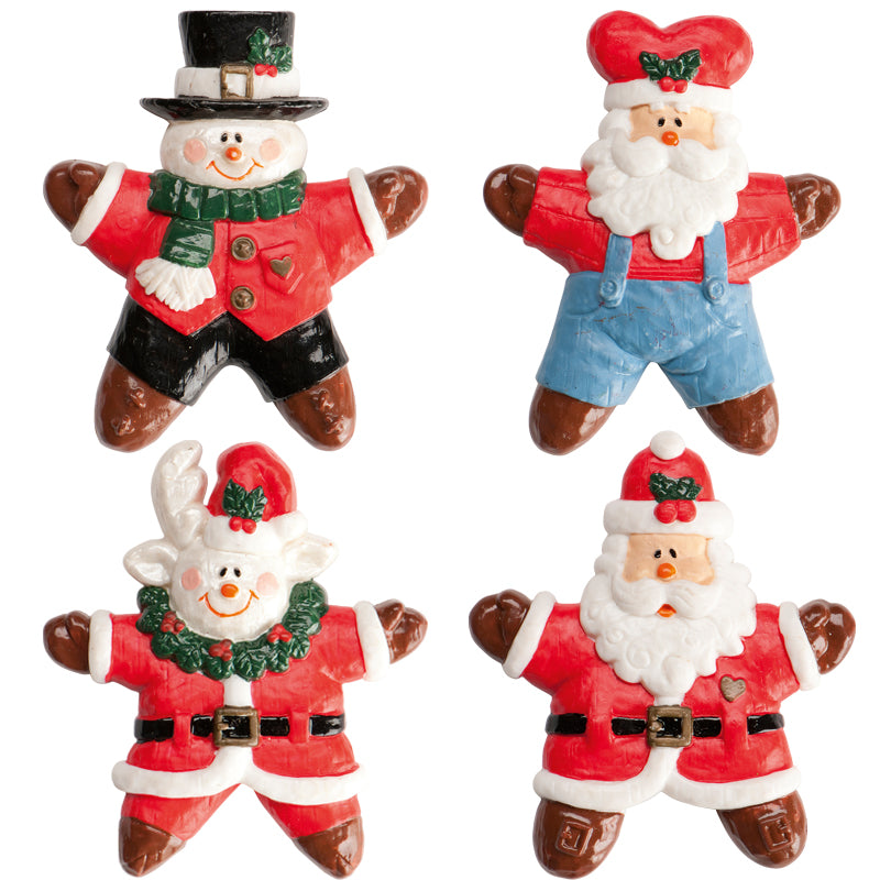 DECORACIÓN PLÁSTICO PAPÁ NOEL 4 MODELOS 6X6CM