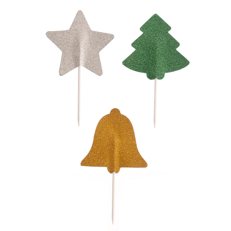 100 PINCHOS NAVIDAD SURTIDO GLITTER 5 CM