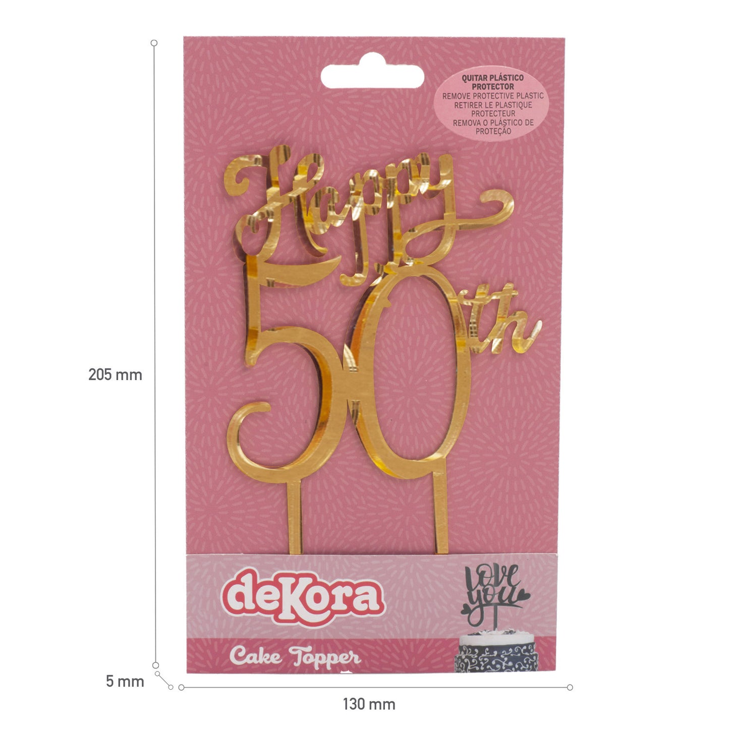 CAKE TOPPER 50th ANIVERSÁRIO 16X10CM