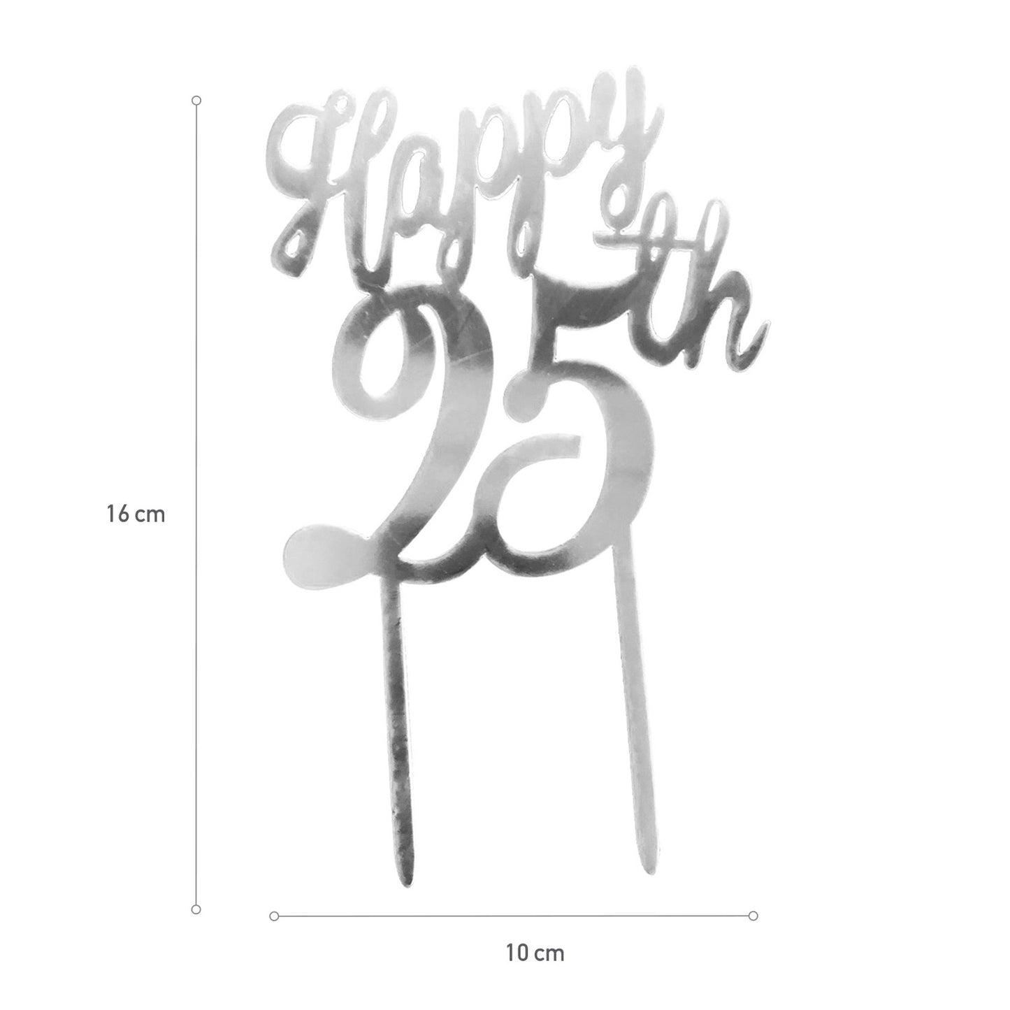 CAKE TOPPER 25th ANIVERSÁRIO 16CM