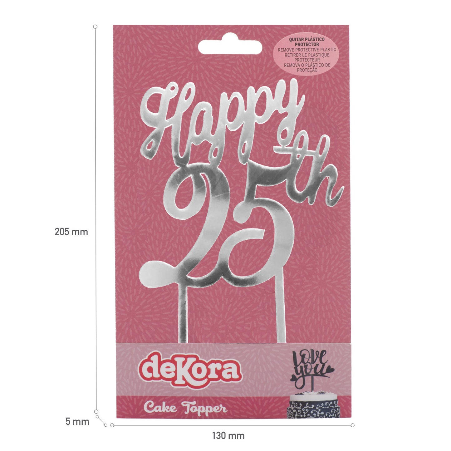 CAKE TOPPER 25th ANIVERSÁRIO 16CM