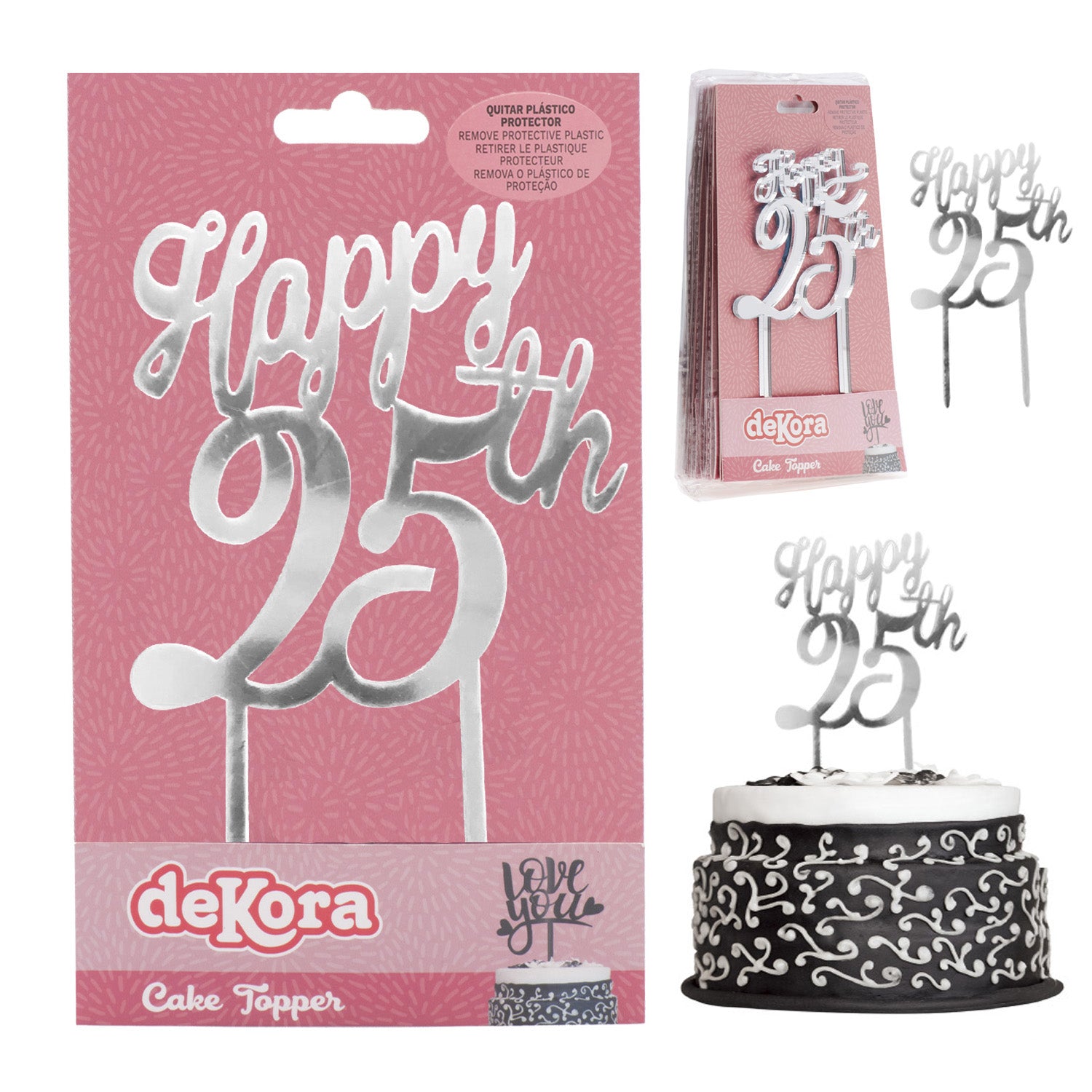 CAKE TOPPER 25th ANNIVERSAIRE 16CM