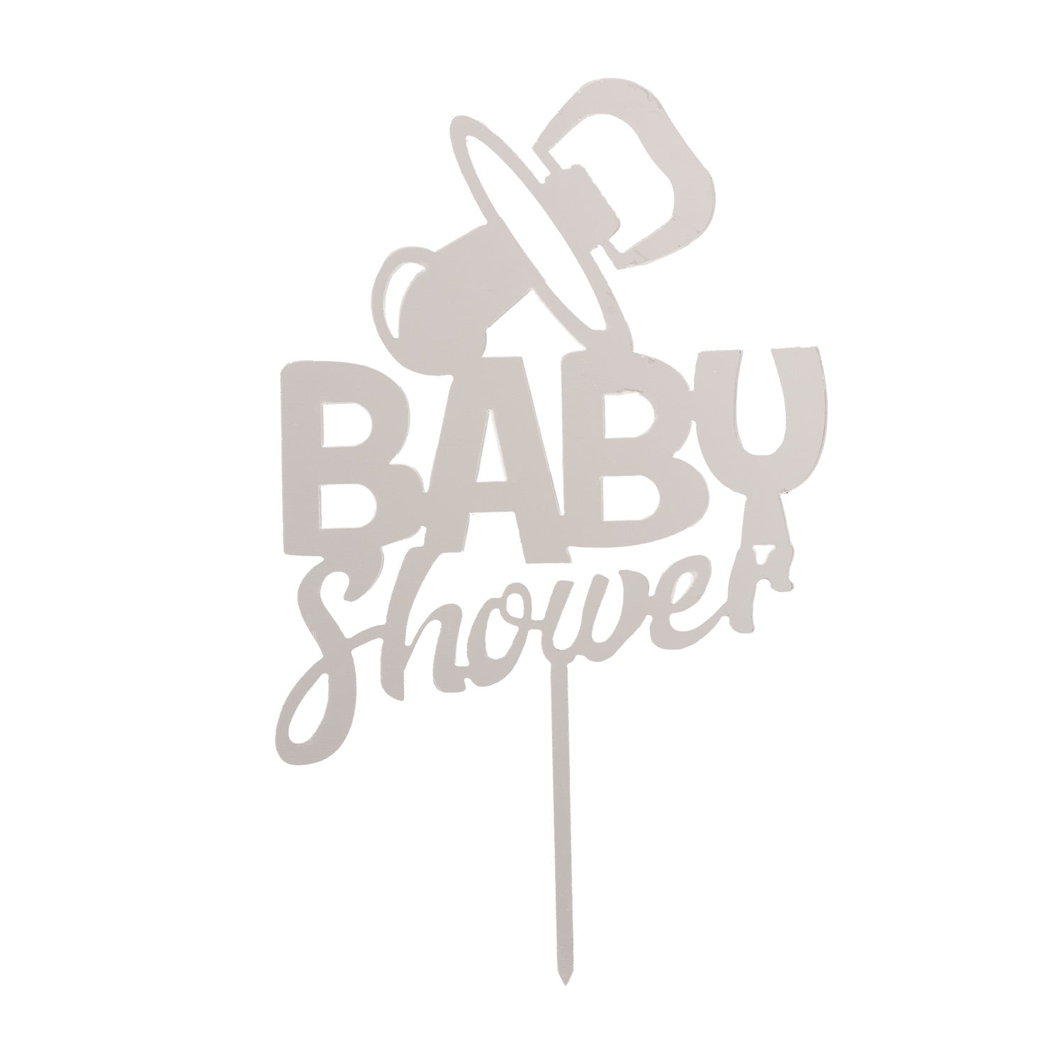 CAKE TOPPER BABY SHOWER ARGENT 16X10CM