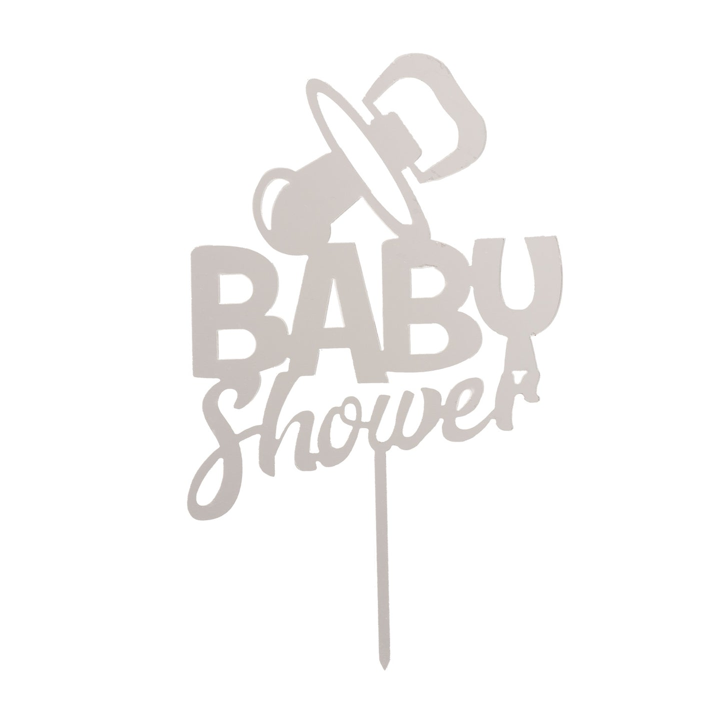 CAKE TOPPER BABY SHOWER PRATA 16X10CM