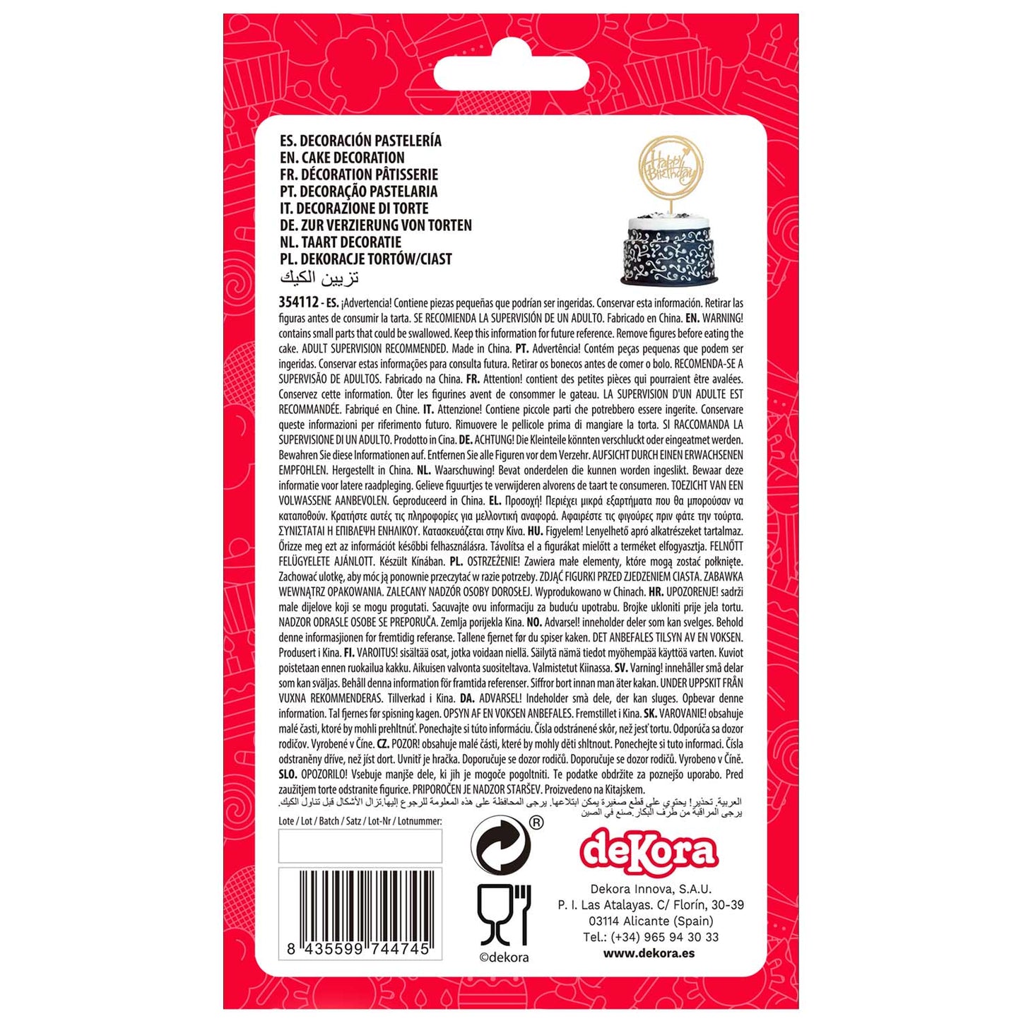 CAKE TOPPER HAPPY BIRTHDAY DORADO 15.4X10CM