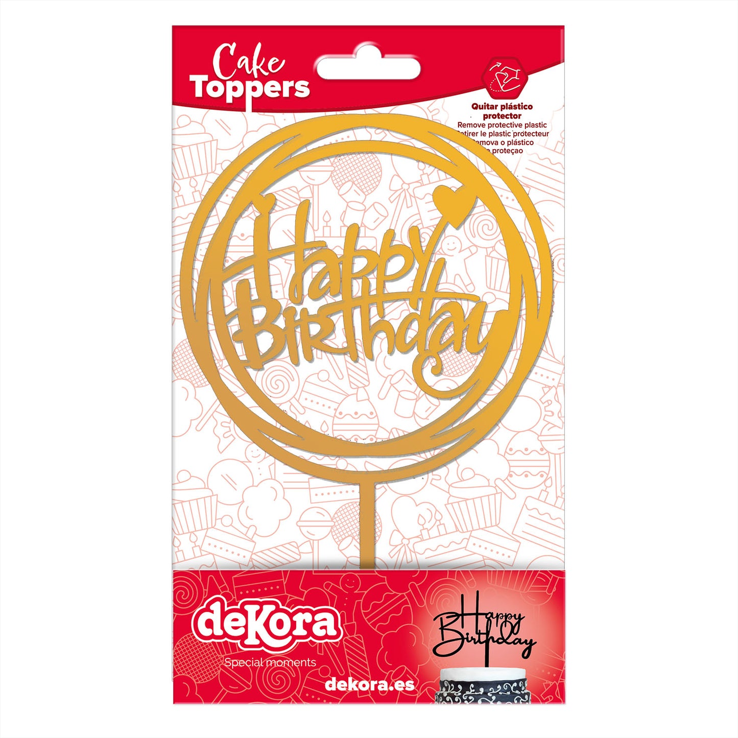 CAKE TOPPER HAPPY BIRTHDAY DORADO 15.4X10CM