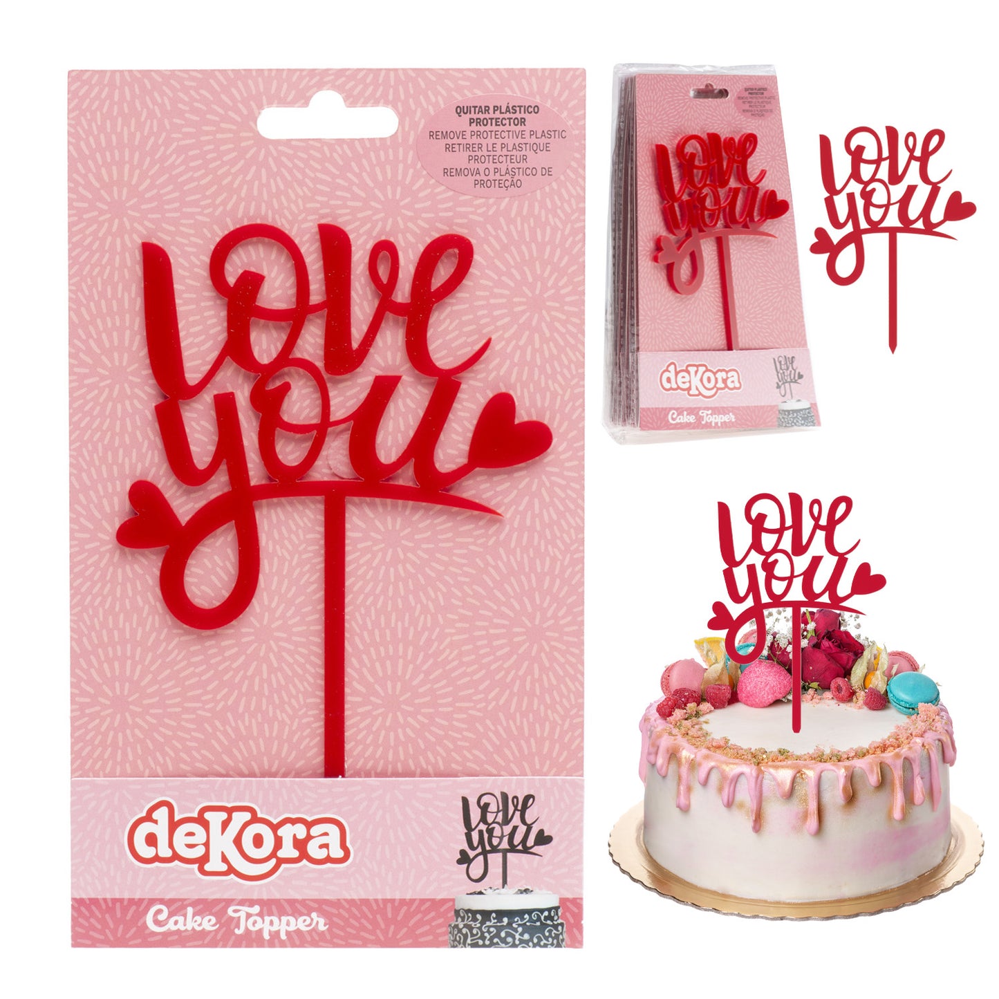 CAKE TOPPER LOVE YOU 13,5X10CM