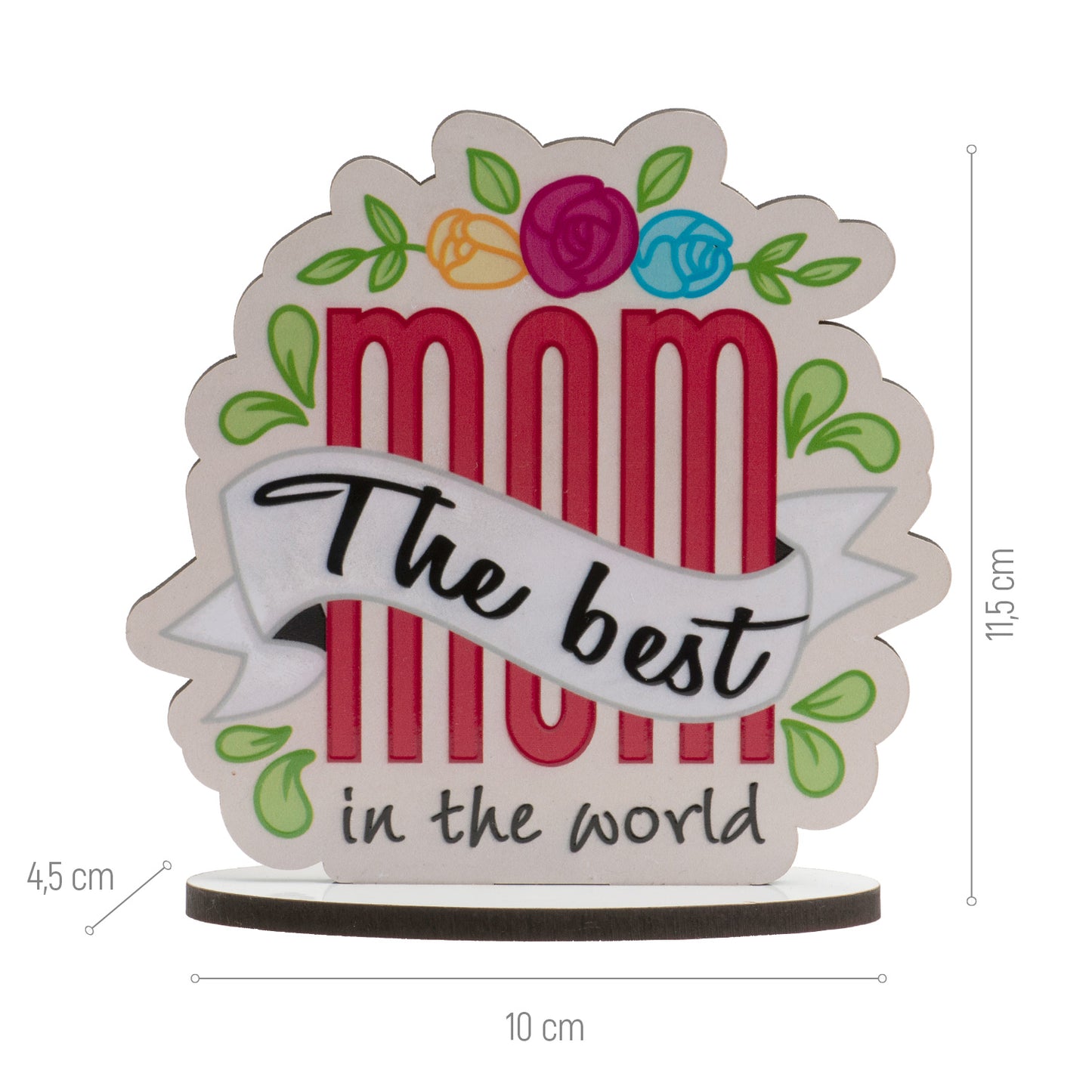 CAKE TOPPER "THE BEST MOM IN THE WORLD" 12X11,5CM