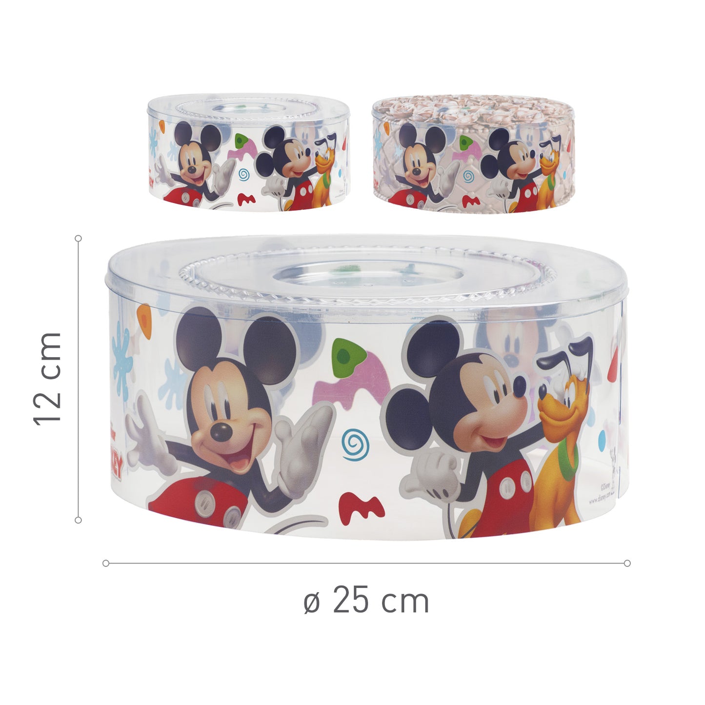 COBERTURAS PLASTICAS PARA BOLO MICKEY & FRIENDS Ø 25CM  H12CM