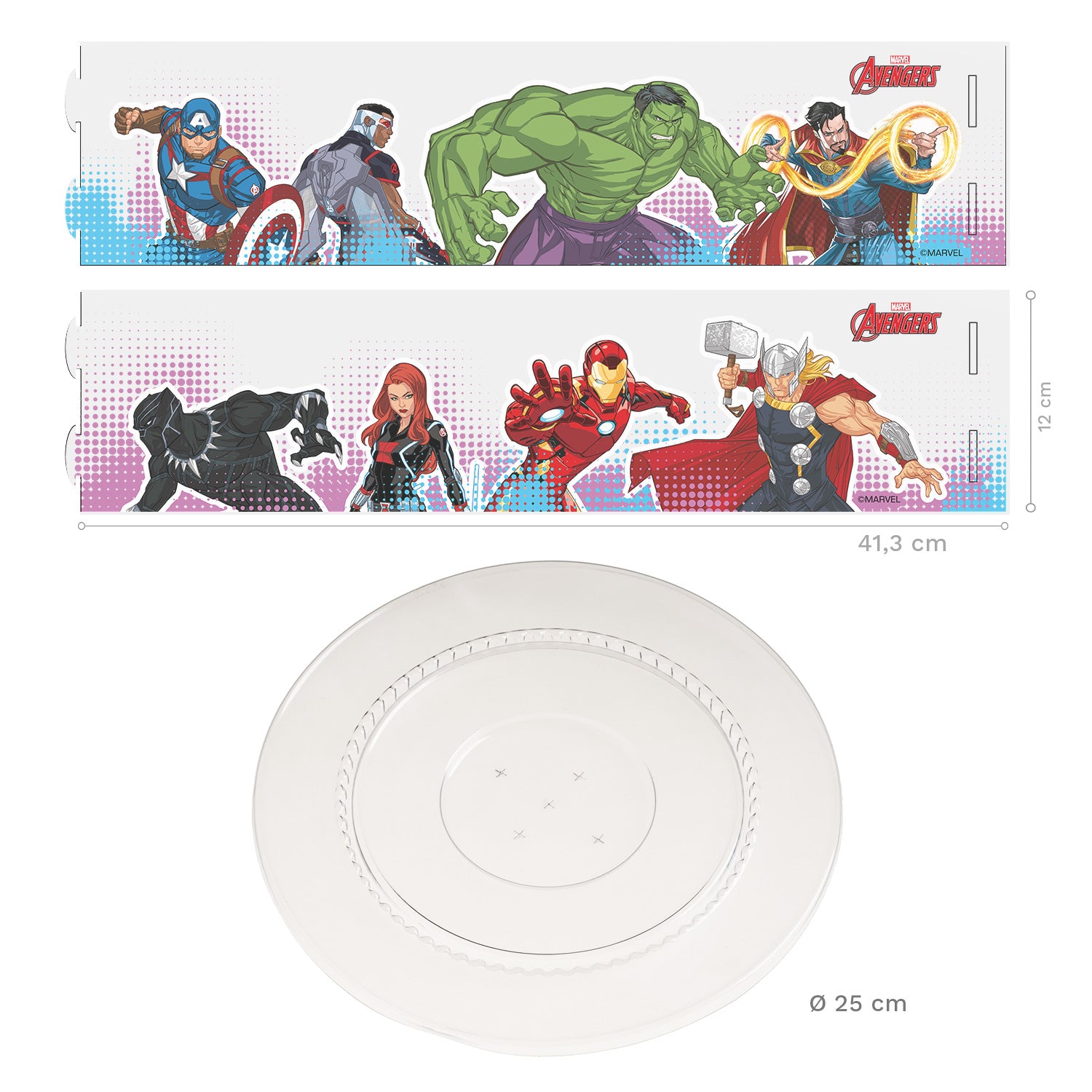 THE AVENGERS PLASTIC CAKE COVER Ø 25CM H12CM