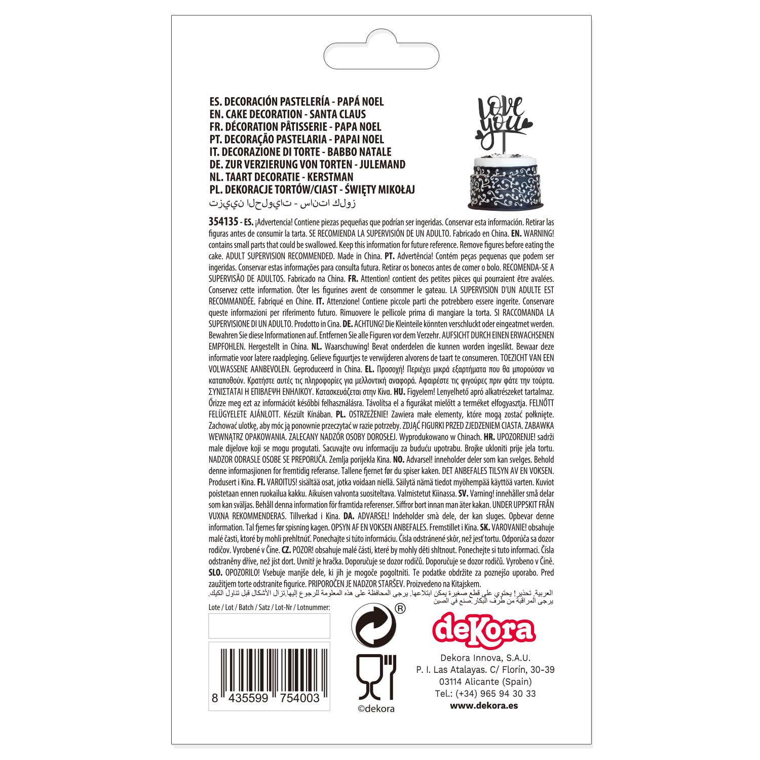 CAKE TOPPER BABBO NATALE 16X10.5CM