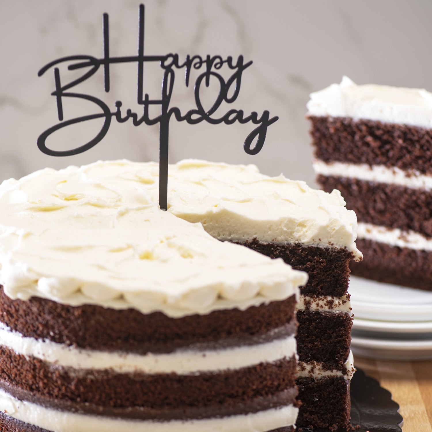 CAKE TOPPER HAPPY BIRTHDAY BLACK