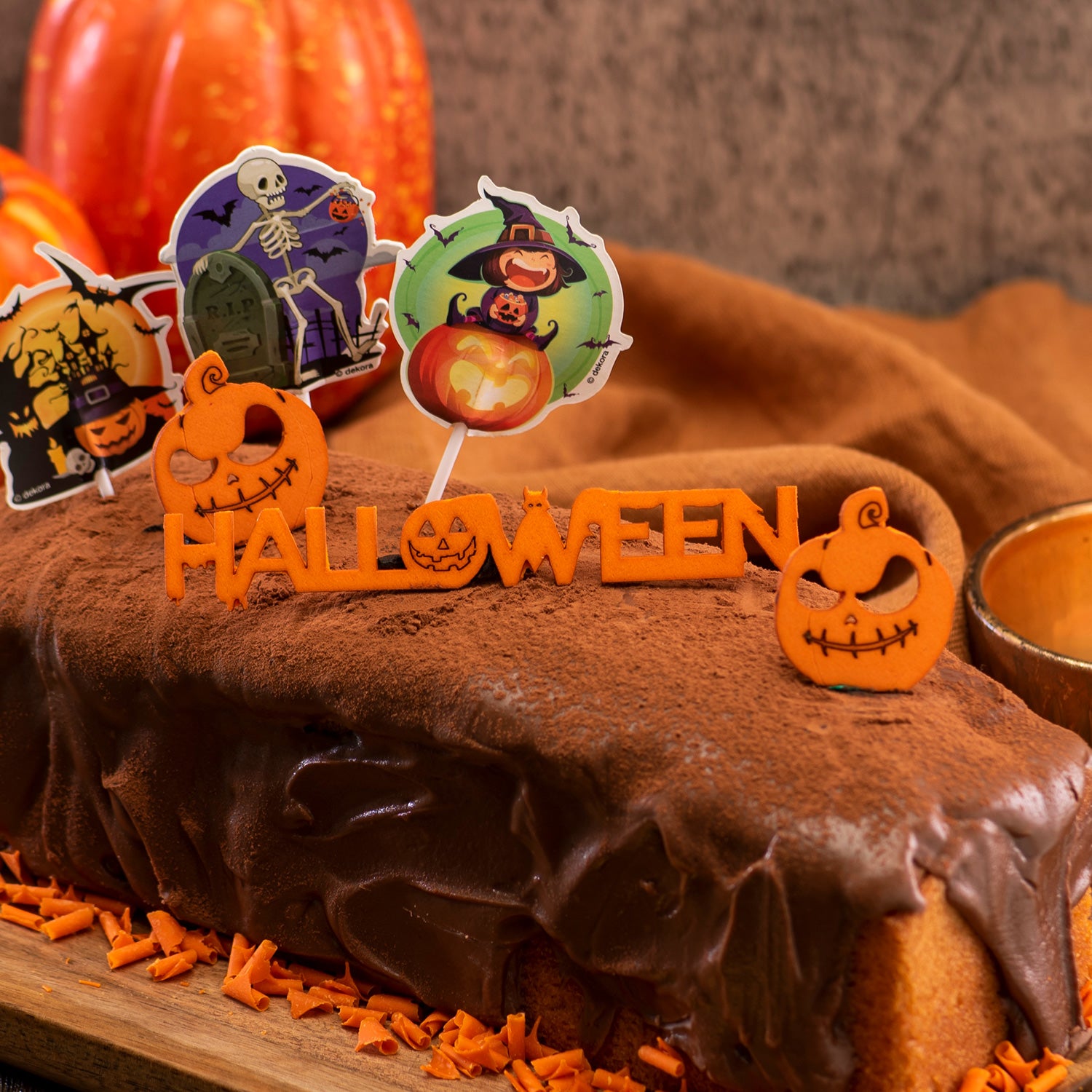 CAKE TOPPERS DE PAPEL DE HALLOWEEN 8 DISEÑOS 9X6CM