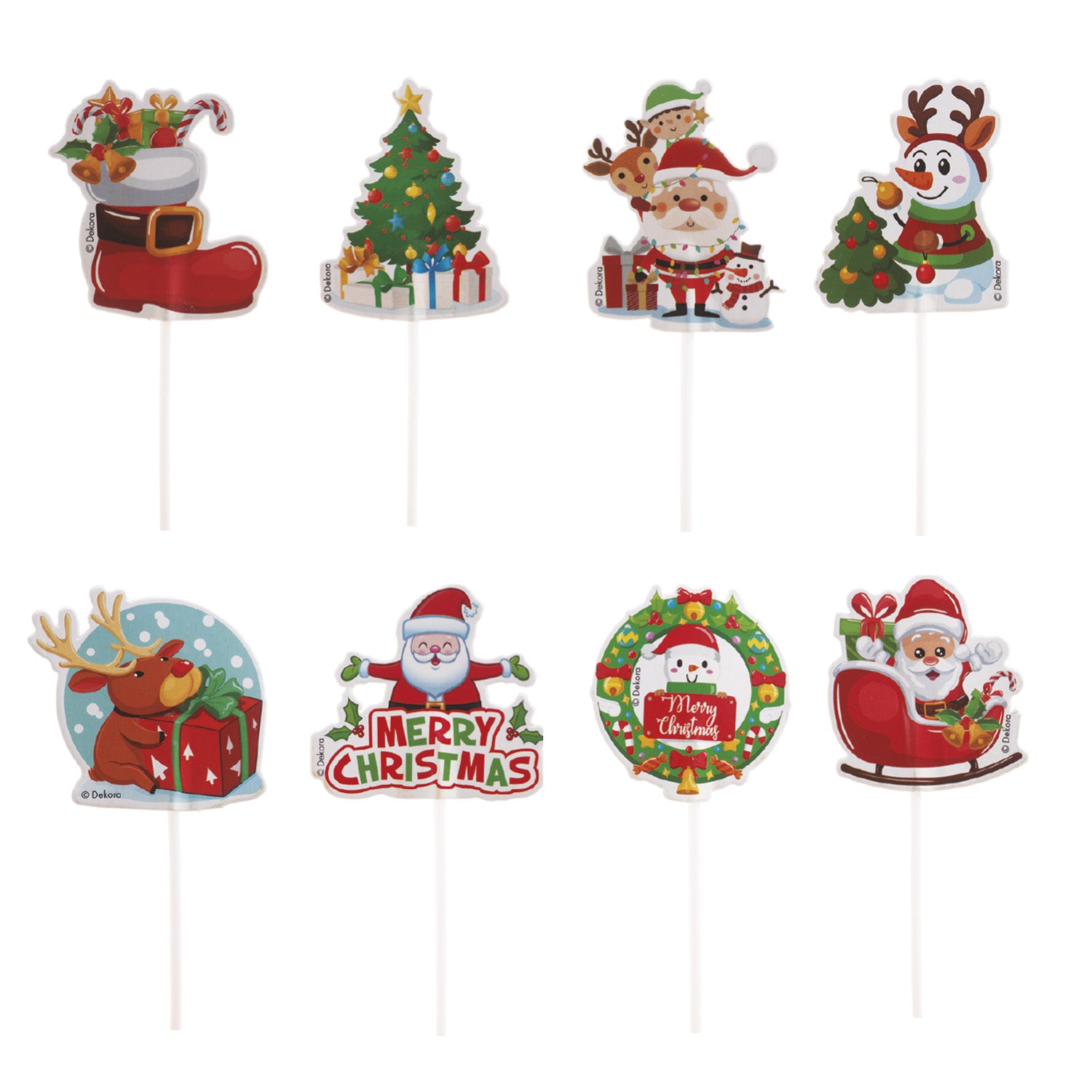 CAKE TOPPERS DE PAPEL DE NAVIDAD 8 DISEÑOS  9X6CM