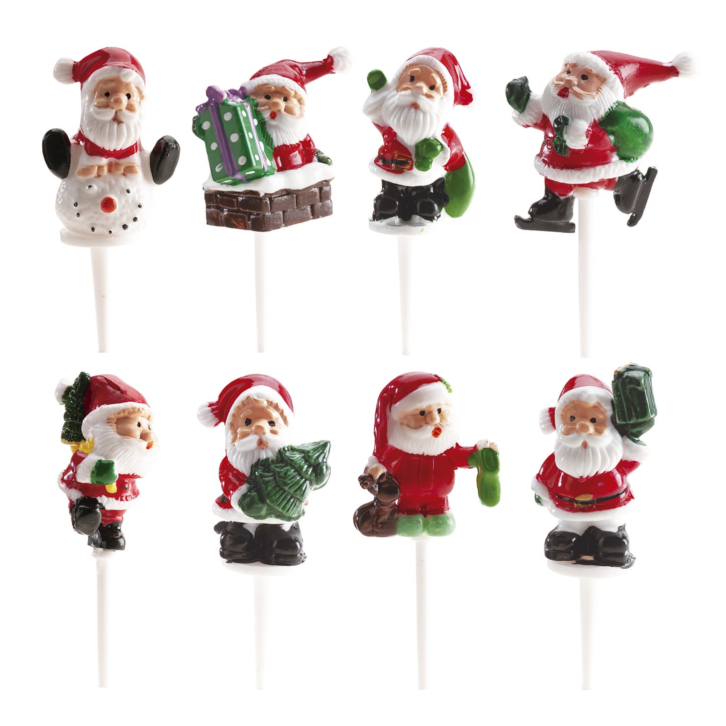 SANTA CLAUS PLASTIC FIGURES 8 MODELS 3CM