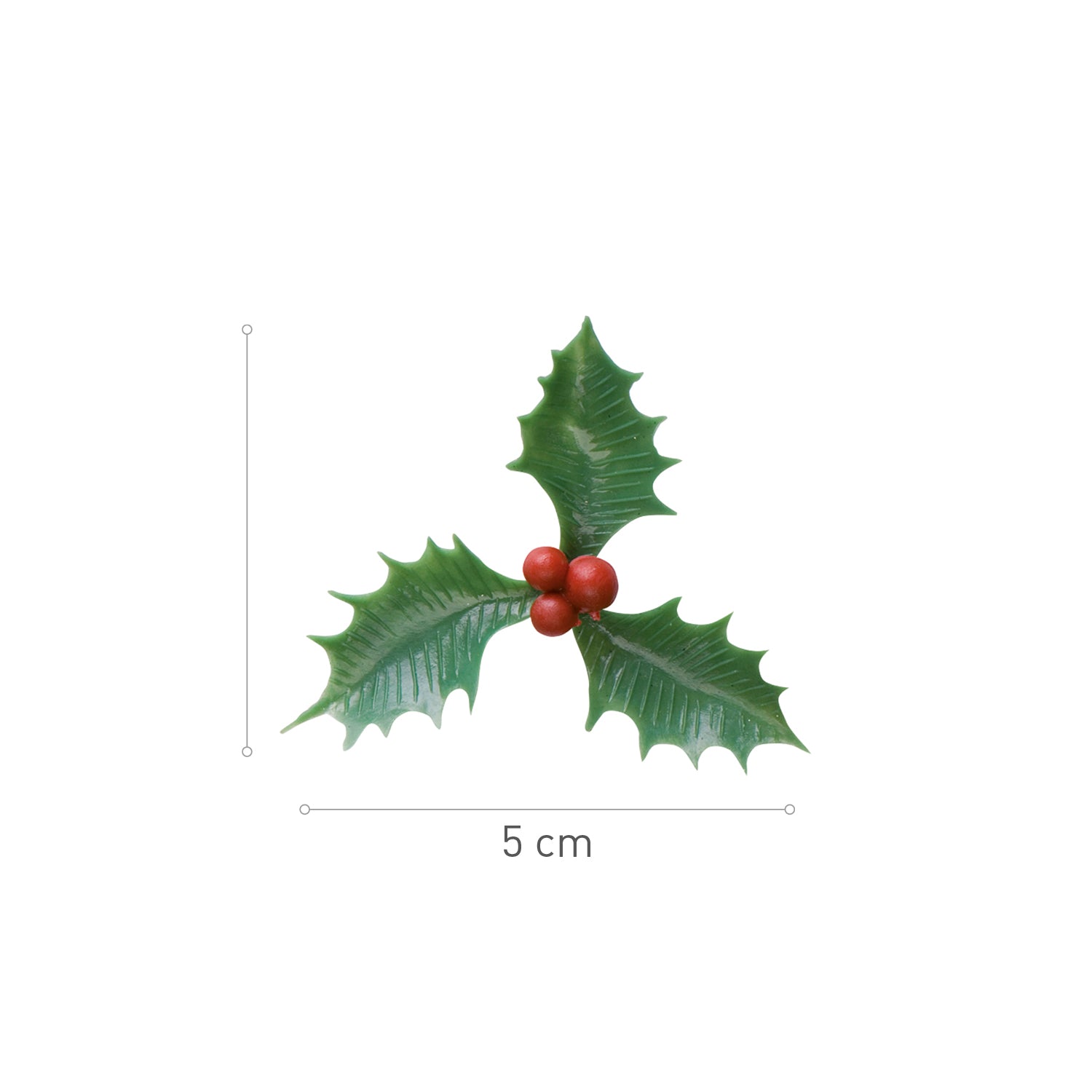 TREBOL HOJA DE ACEBO CON BOLAS ROJAS PLÁSTICO 5CM