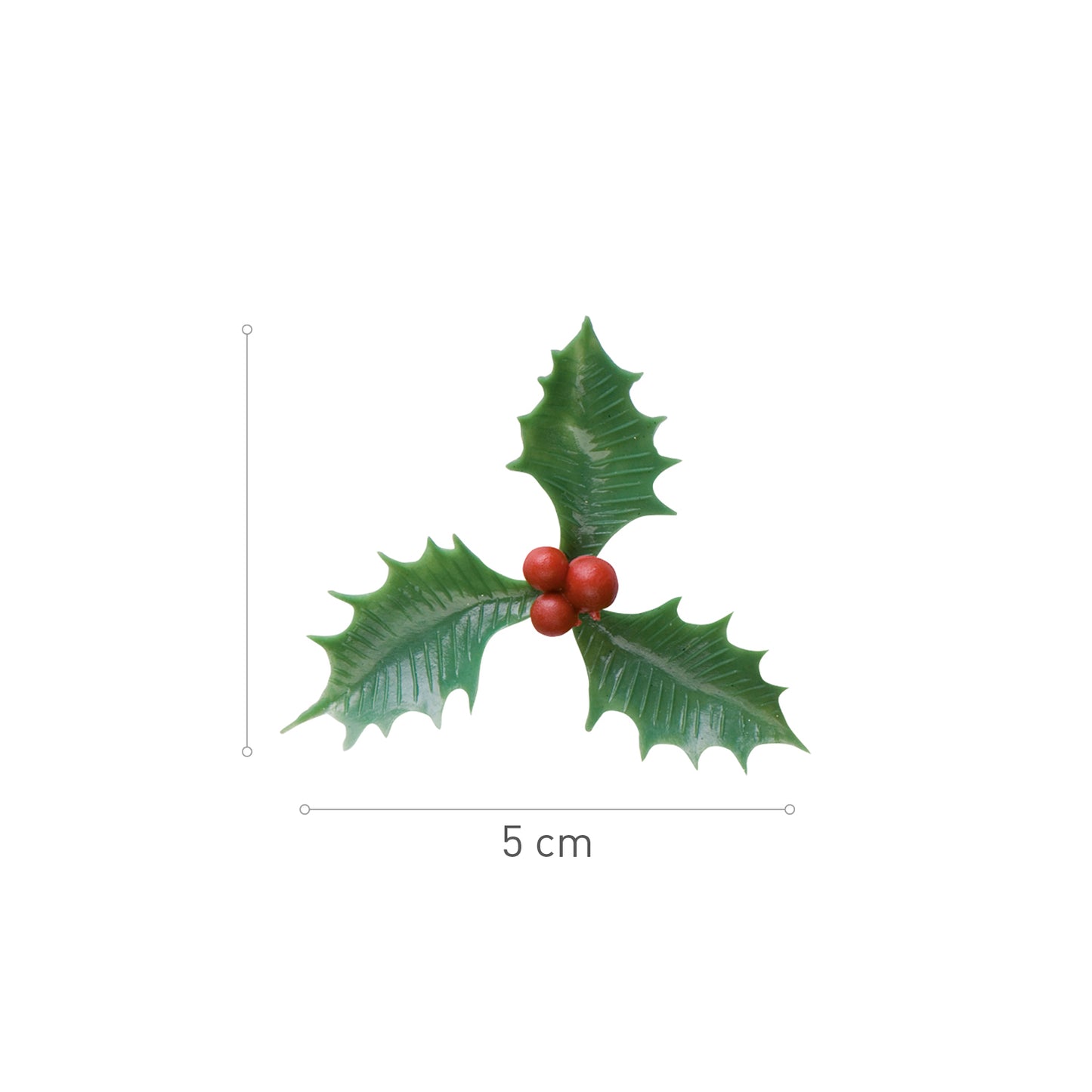 TREBOL HOJA DE ACEBO CON BOLAS ROJAS PLÁSTICO 5CM