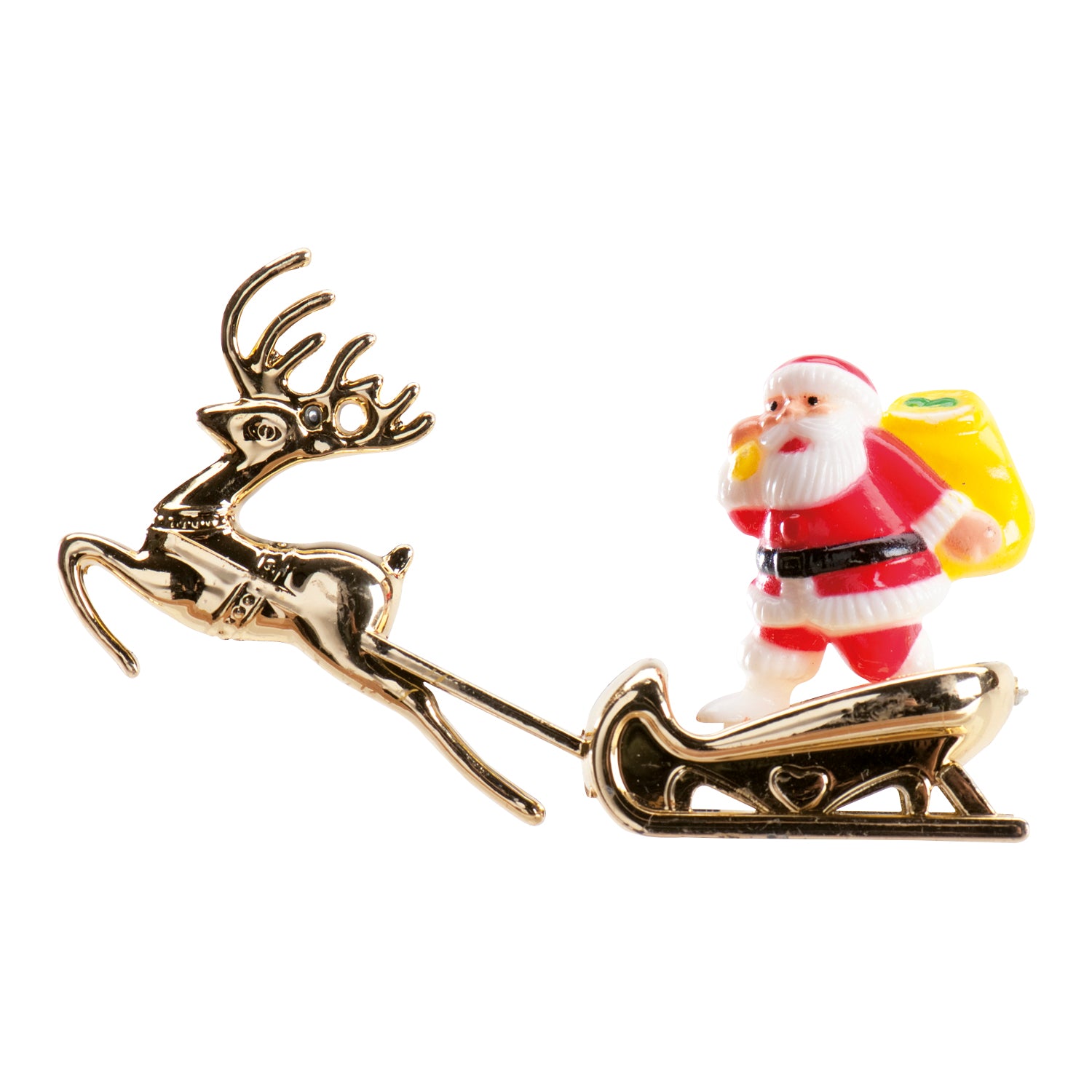 PAPAI NOEL DOURADO TRENÓ EM PLÁSTICO 8.5X5.5CM