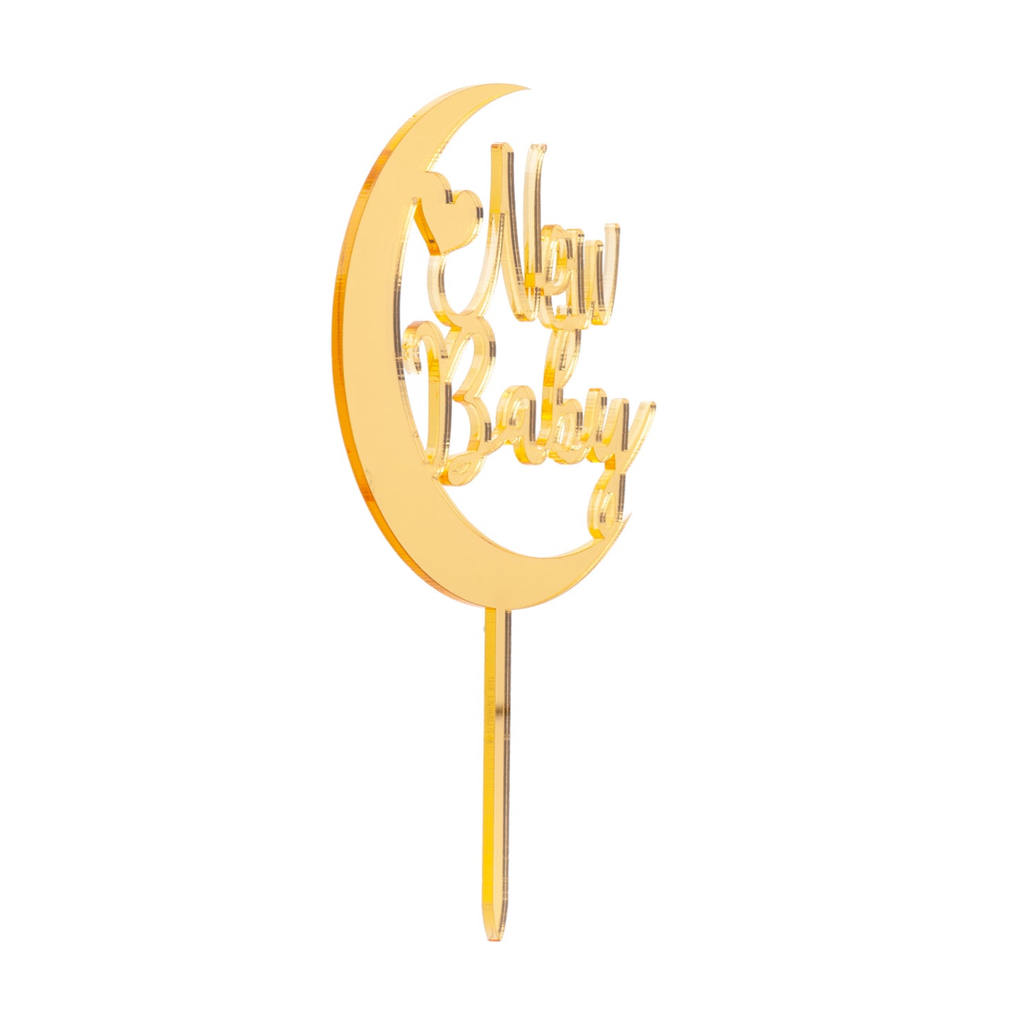 CAKE TOPPER NEW BABY LUA DOURADA 17X10CM