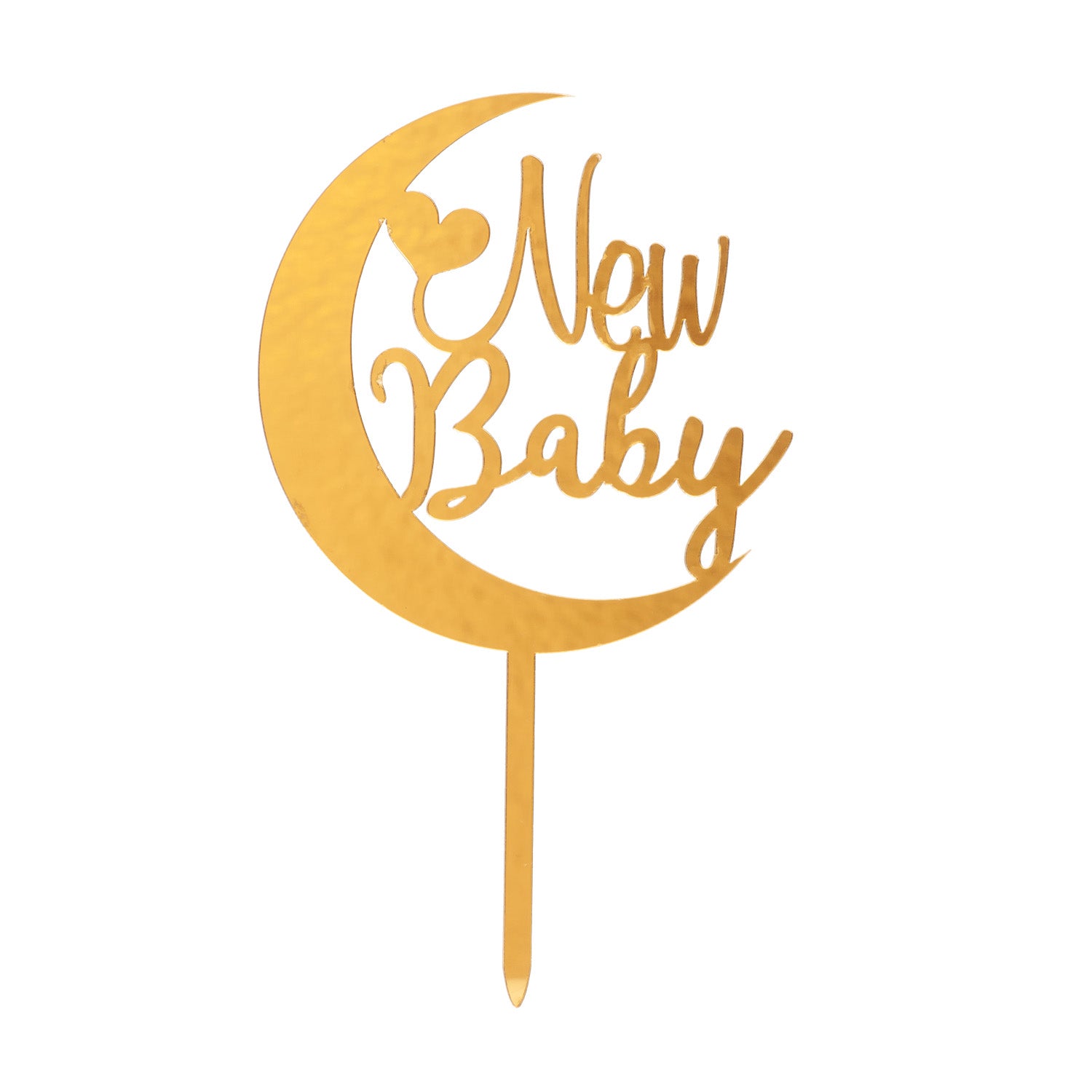 CAKE TOPPER NEW BABY LUA DOURADA 17X10CM