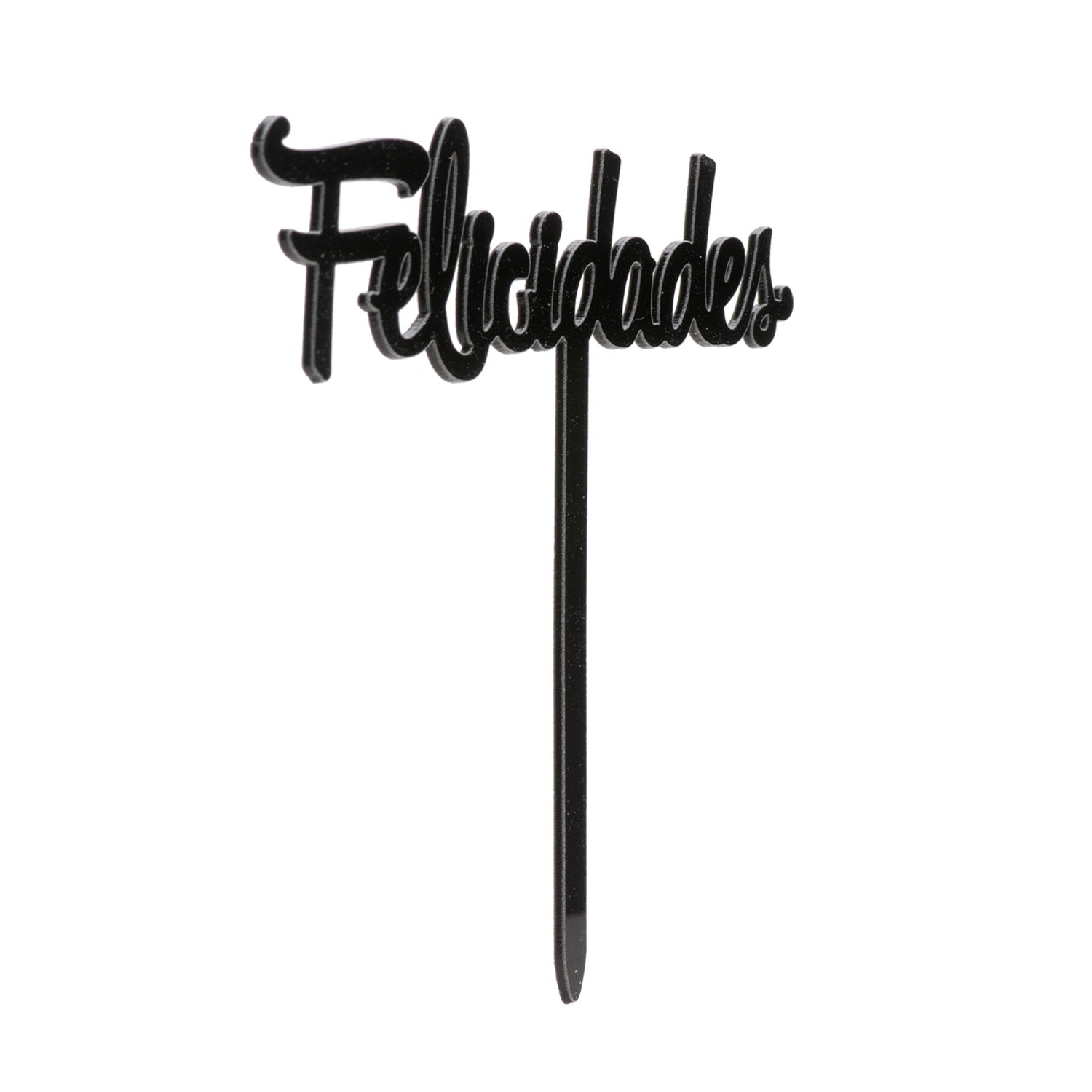 CAKE TOPPER FELICIDADES NEGRO 11X14CM