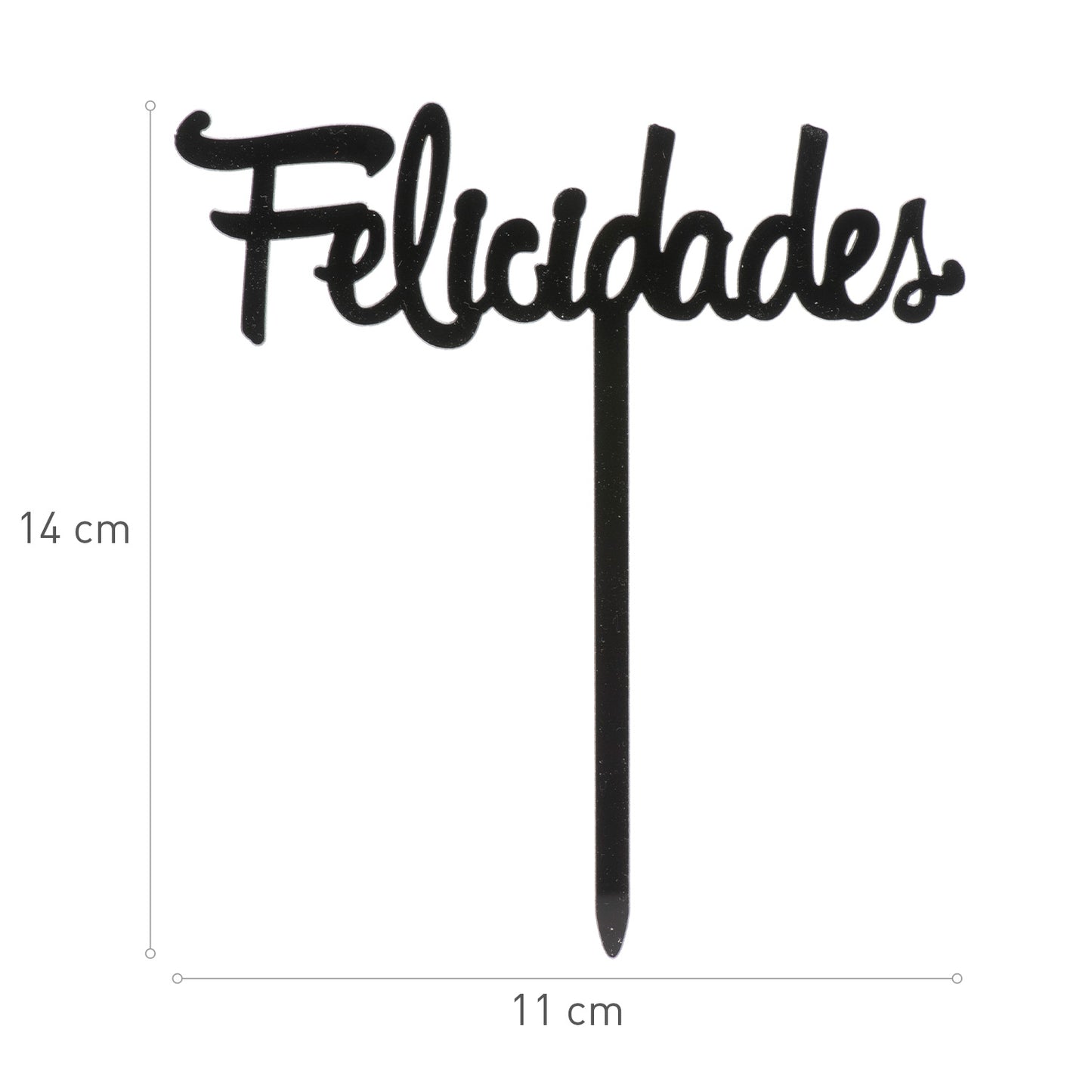 BLACK CAKE TOPPER FELICIDADES 11X14 CM