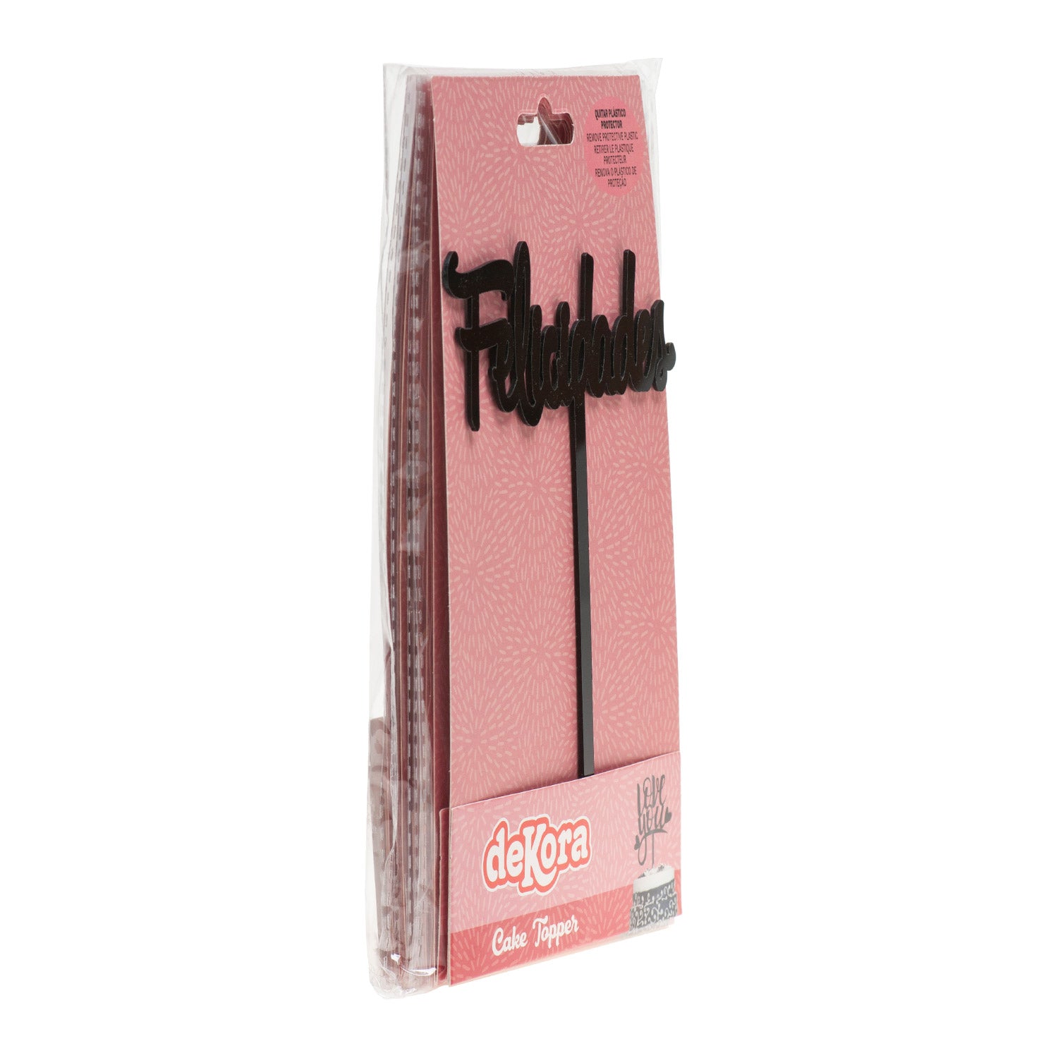 CAKE TOPPER FELICIDADES NEGRO 11X14CM