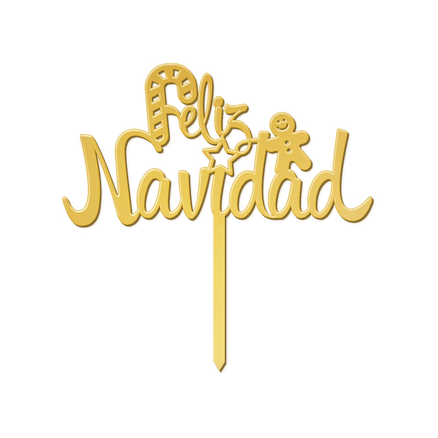 CAKE TOPPER FELIZ NAVIDAD GOLD 11X14CM