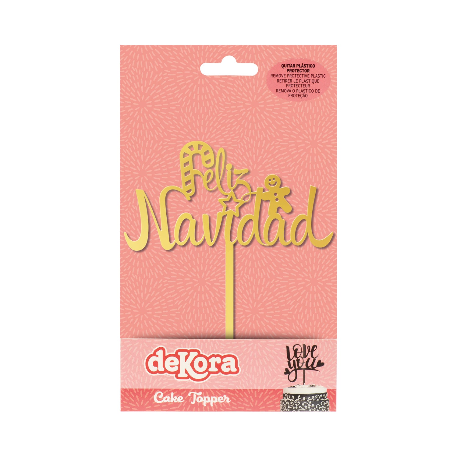 CAKE TOPPER FELIZ NAVIDAD OURO 11X14CM