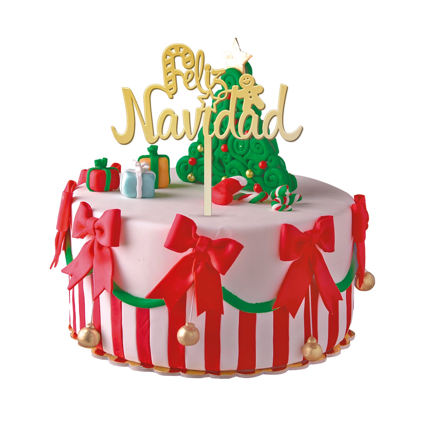 CAKE TOPPER FELIZ NAVIDAD ORO 11X14CM