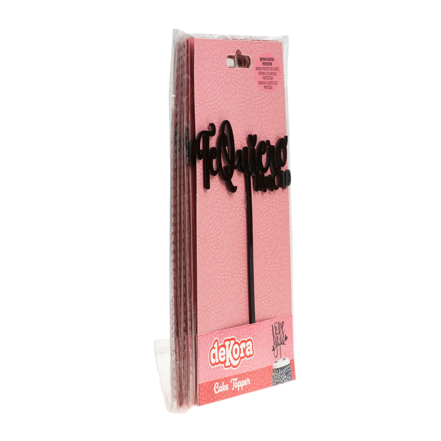 CAKE TOPPER PRETO TE QUIERO MUCHO 12X15CM