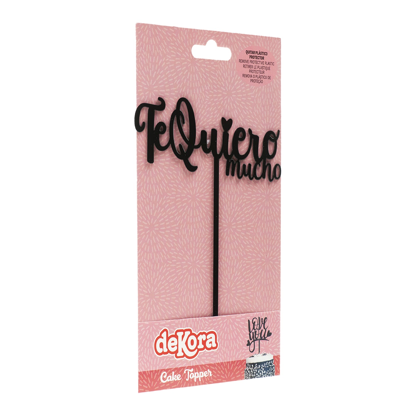 CAKE TOPPER PRETO TE QUIERO MUCHO 12X15CM